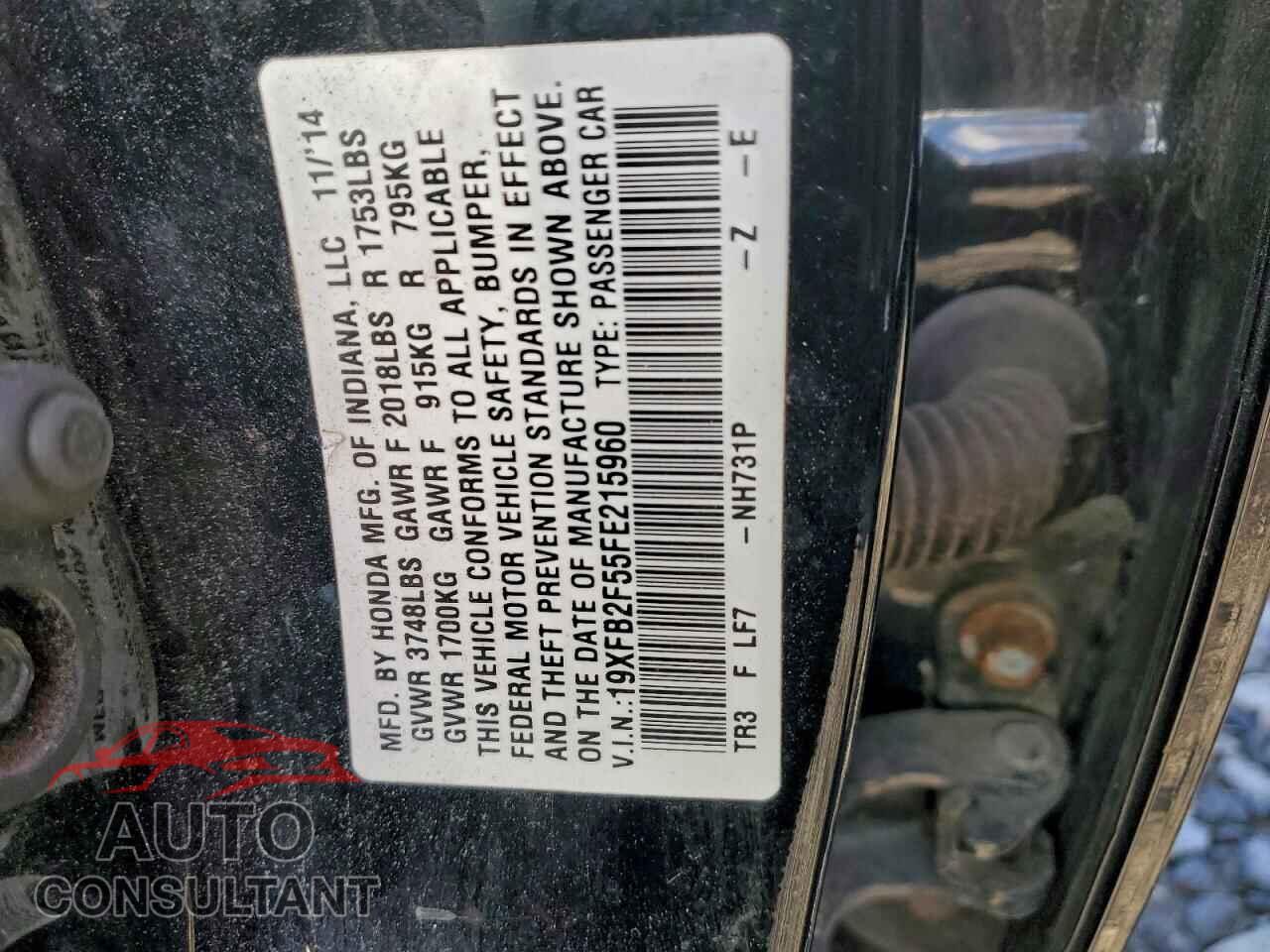 HONDA CIVIC 2015 - 19XFB2F55FE215960