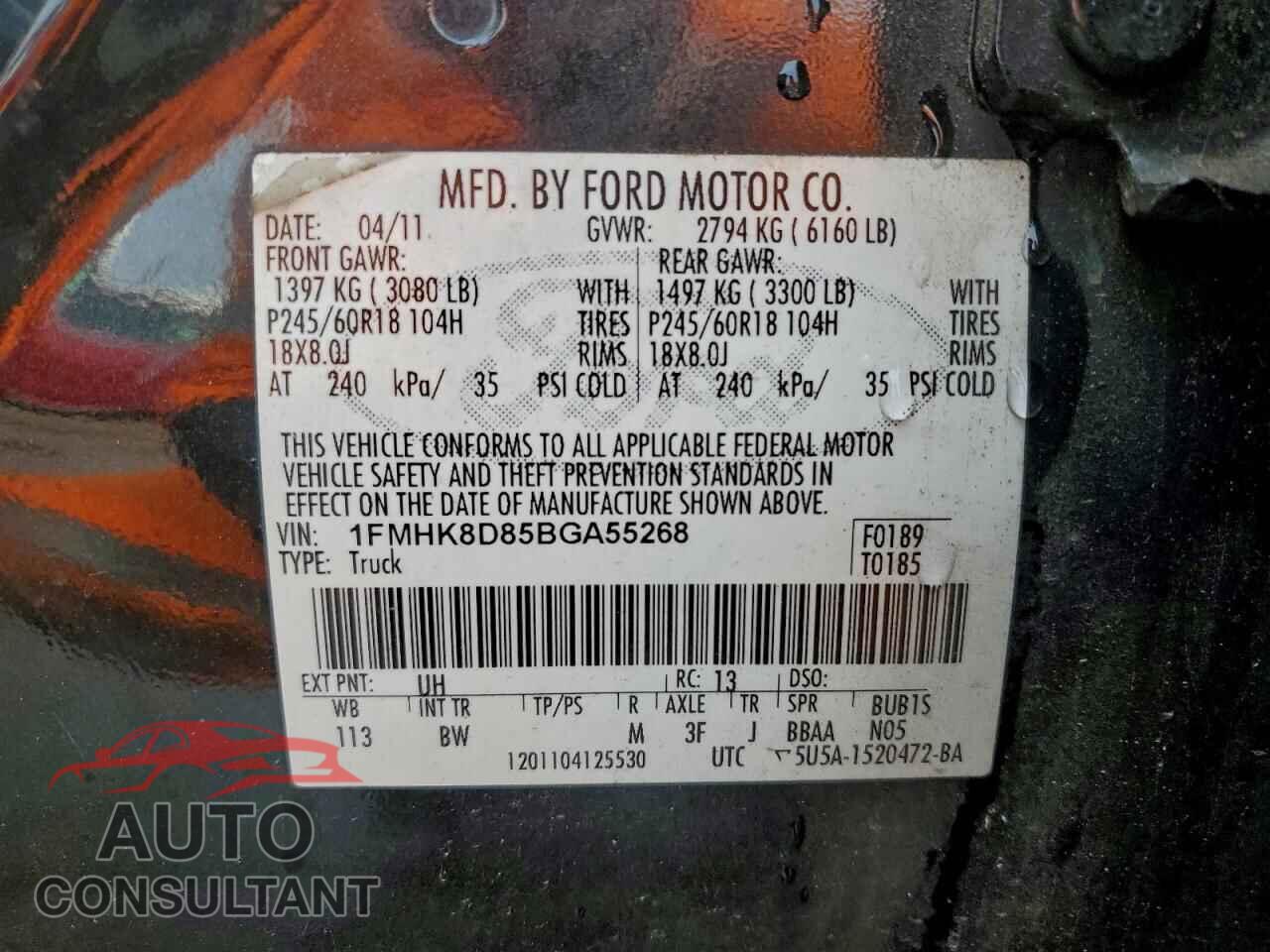 FORD EXPLORER 2011 - 1FMHK8D85BGA55268