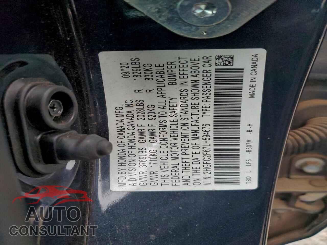 HONDA CIVIC 2020 - 2HGFC2F67LH594676