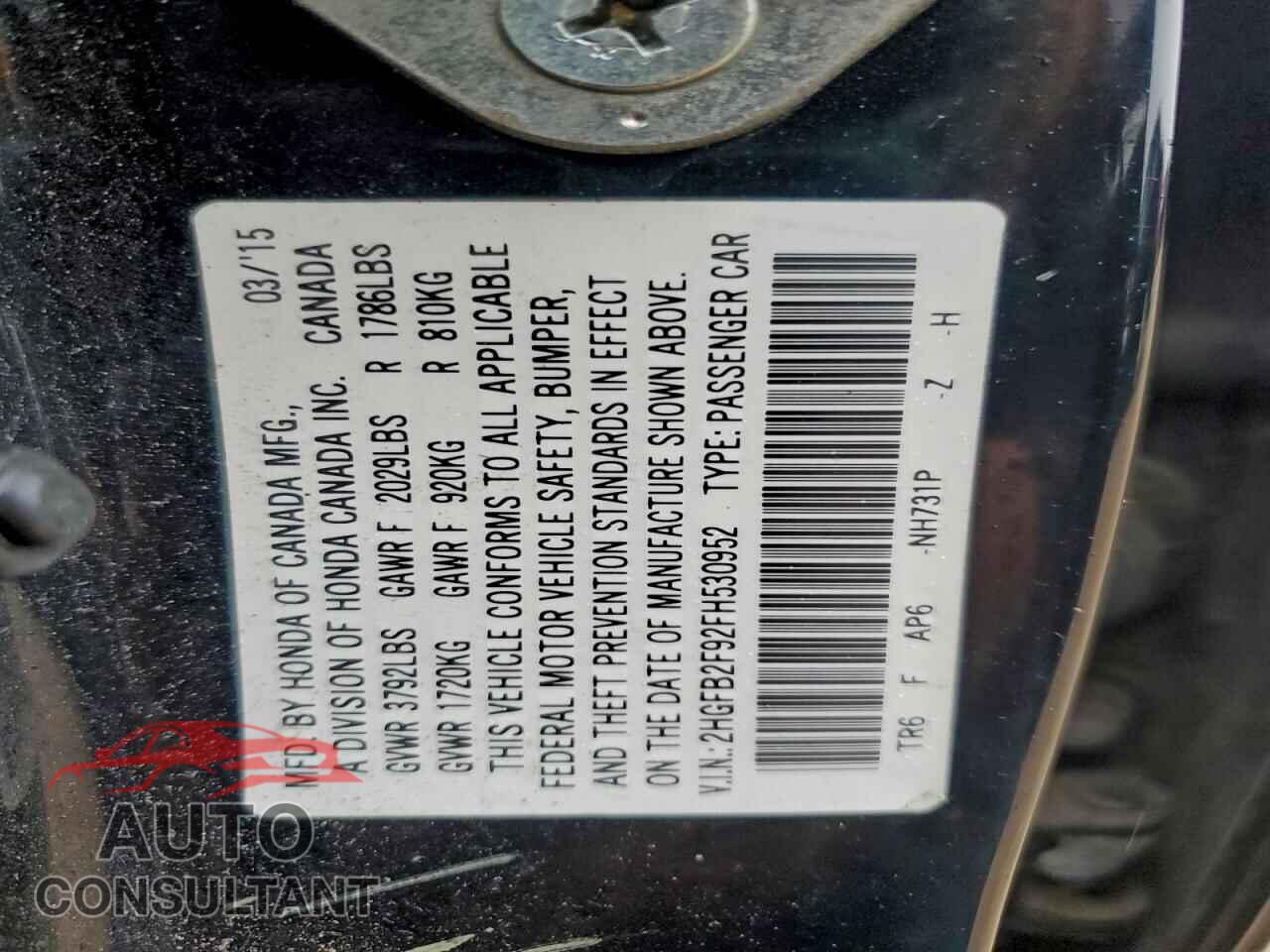 HONDA CIVIC 2015 - 2HGFB2F92FH530952