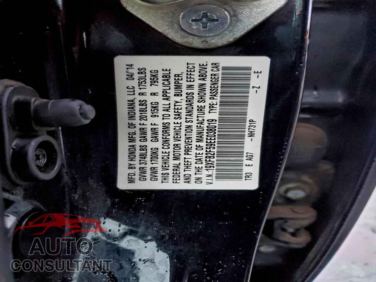 HONDA CIVIC 2014 - 19XFB2F59EE038019