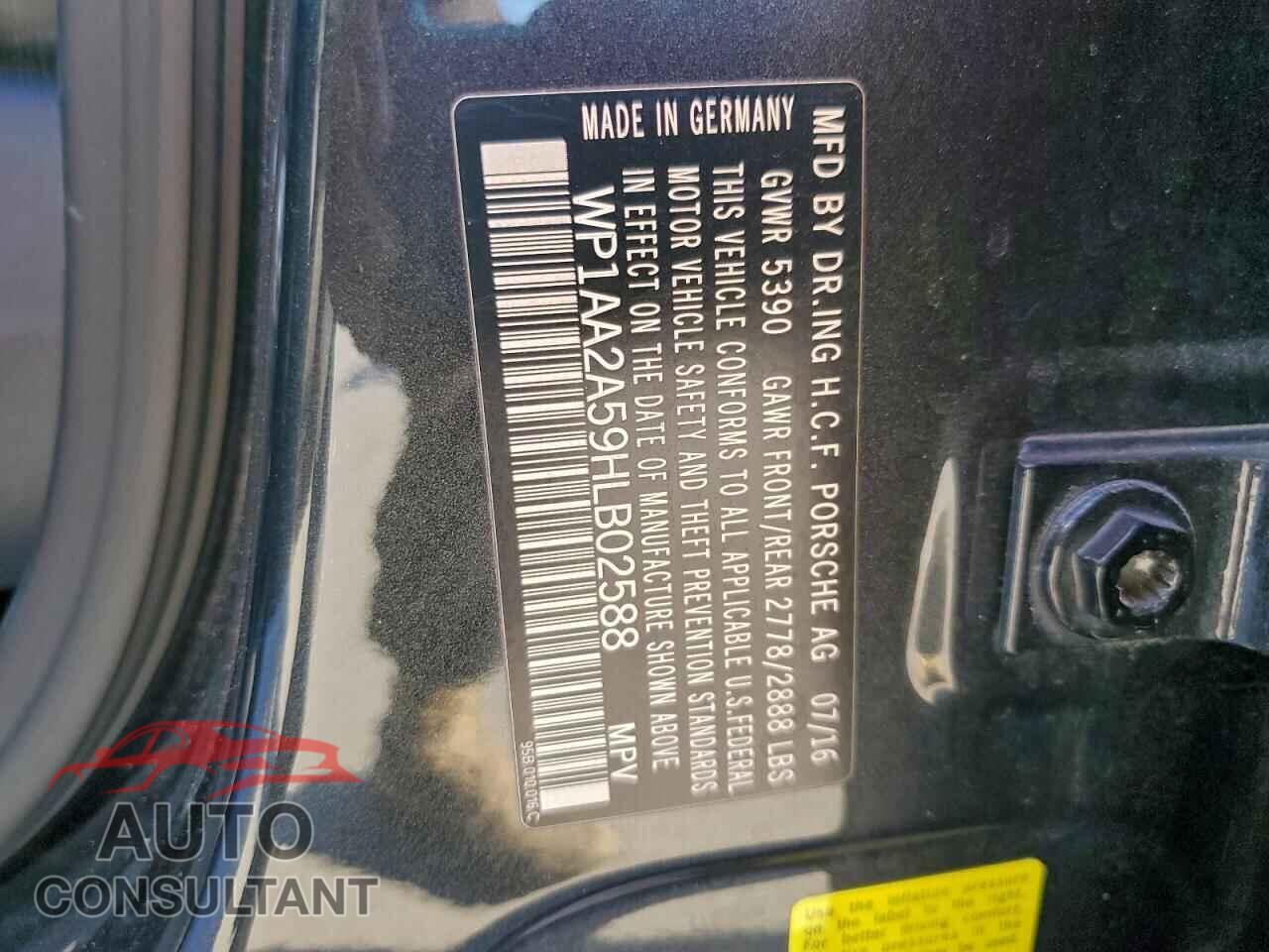 PORSCHE MACAN 2017 - WP1AA2A59HLB02588