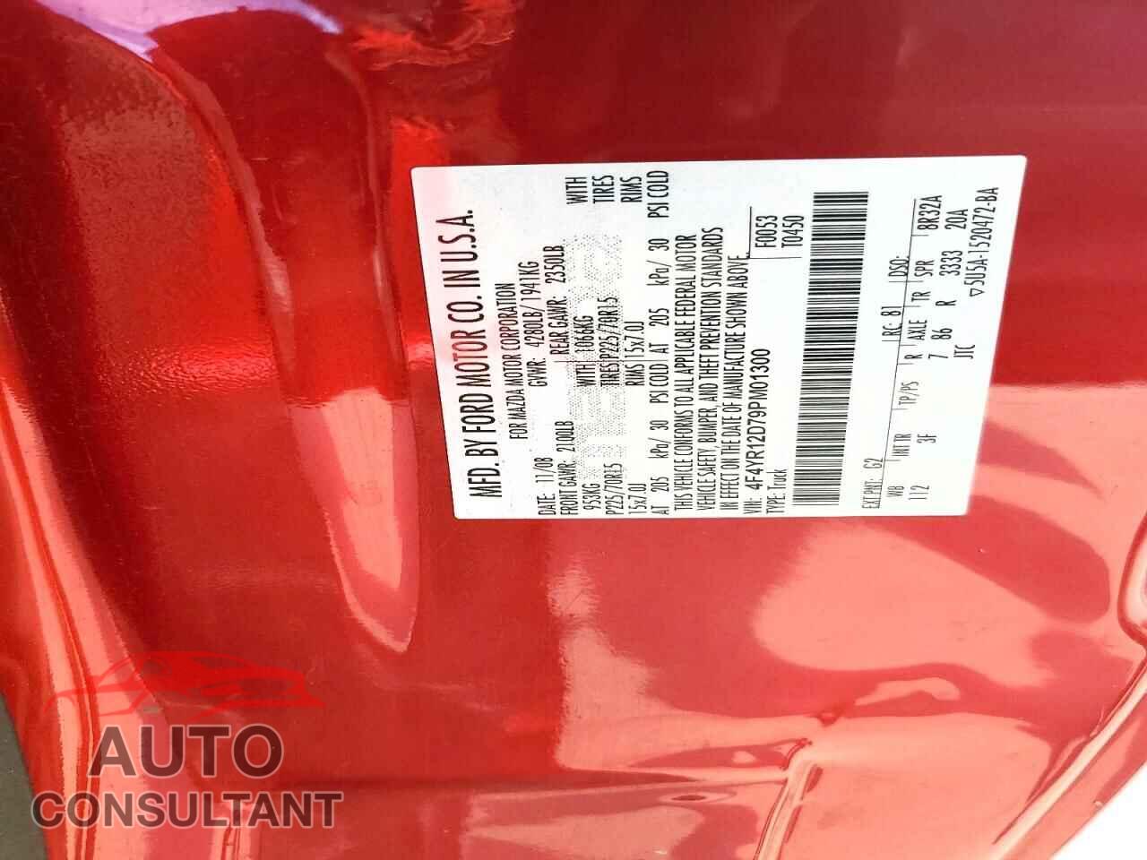 MAZDA B2300 2009 - 4F4YR12D79PM01300