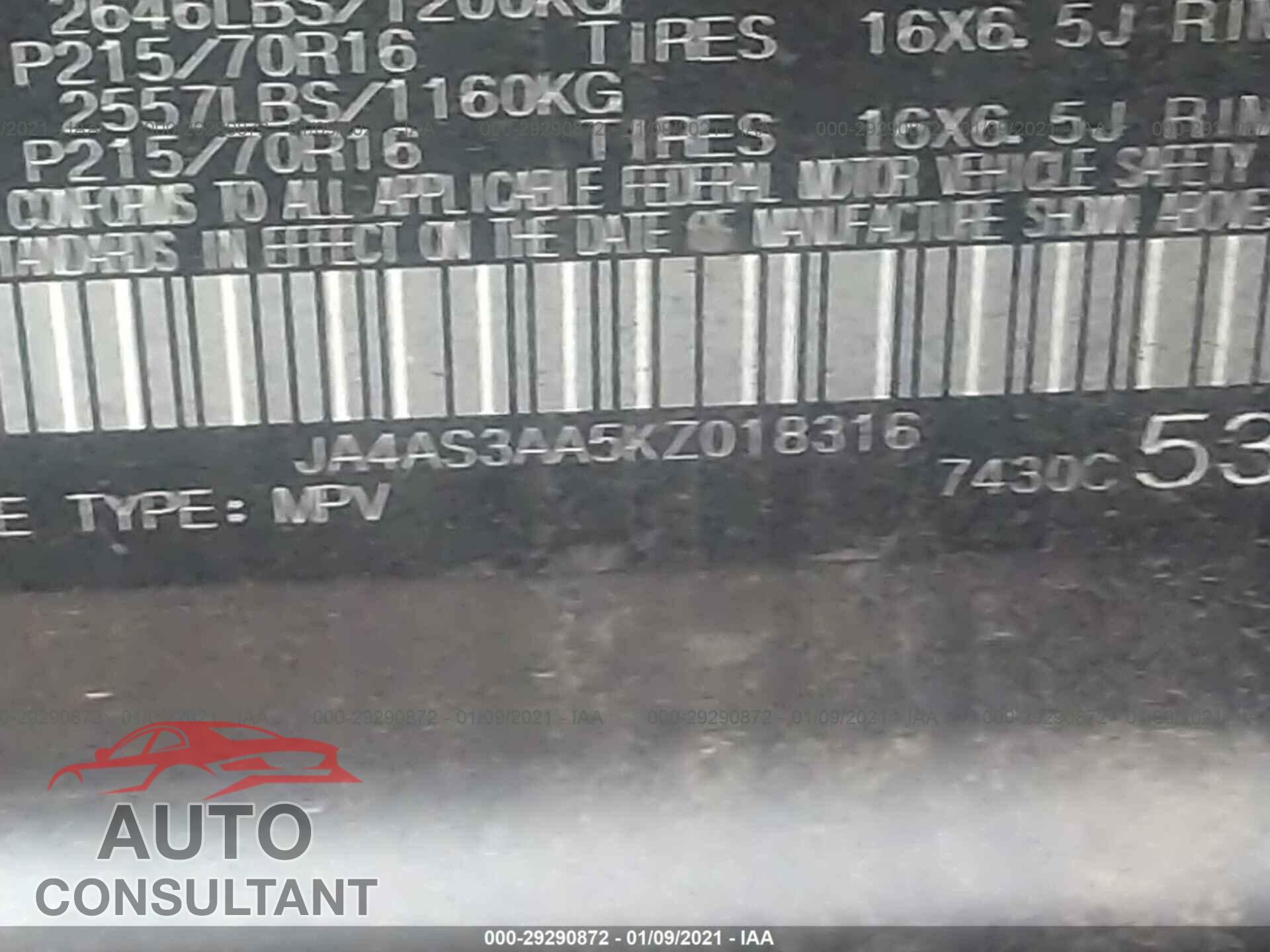 MITSUBISHI ECLIPSE CROSS 2019 - JA4AS3AA5KZ018316