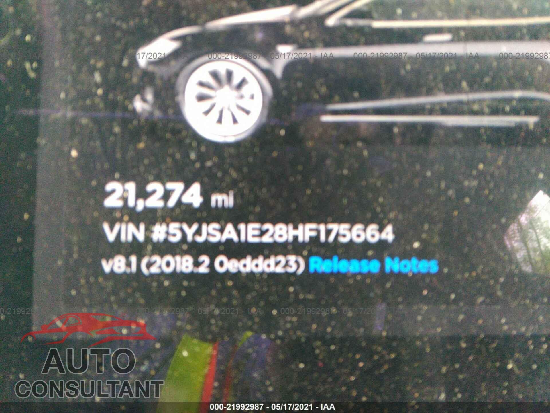 TESLA MODEL S 2017 - 5YJSA1E28HF175664