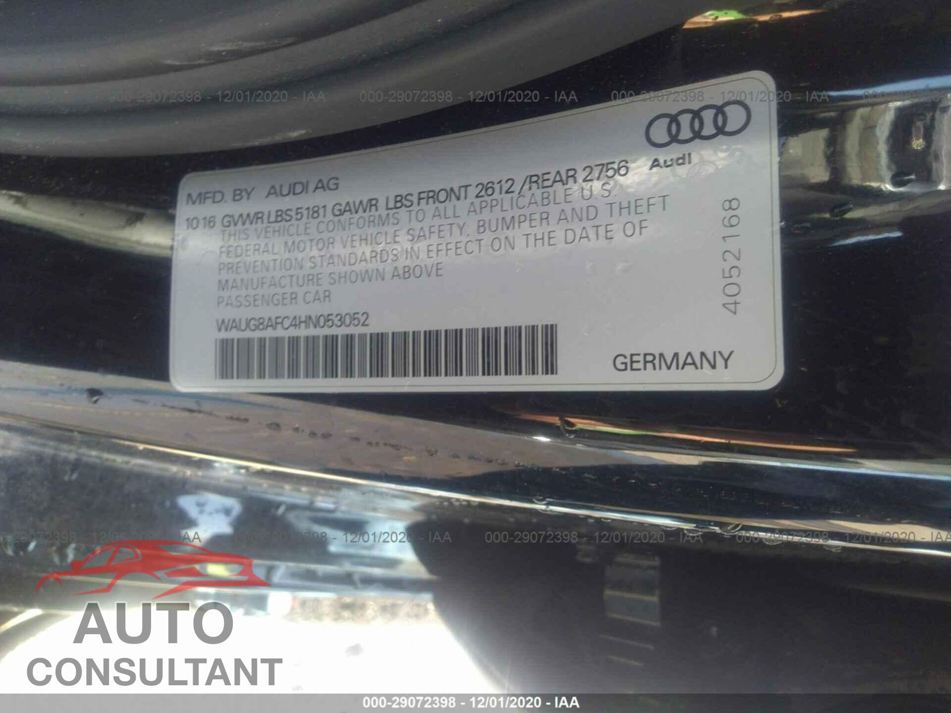AUDI A6 2017 - WAUG8AFC4HN053052