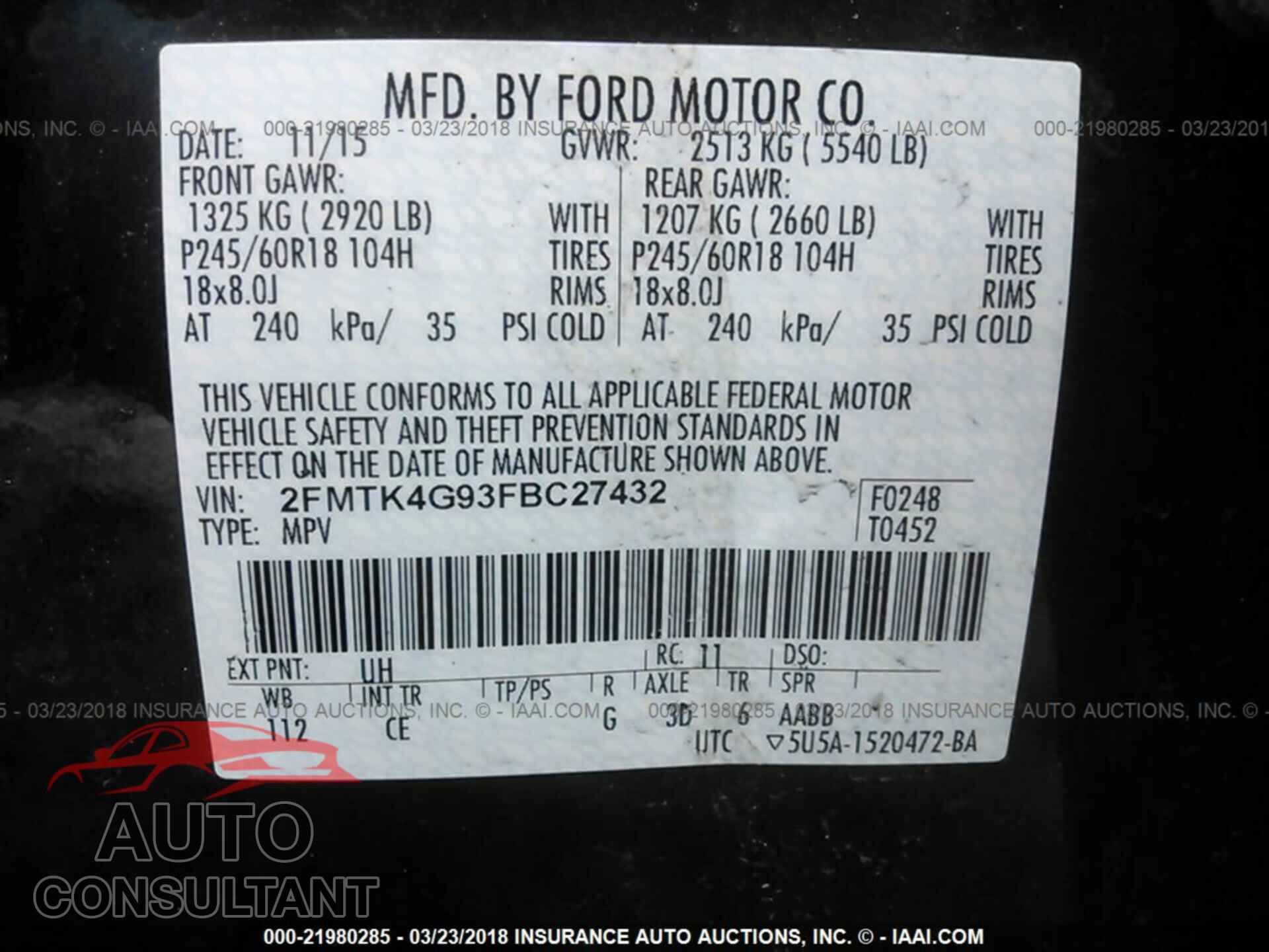 Ford Edge 2015 - 2FMTK4G93FBC27432
