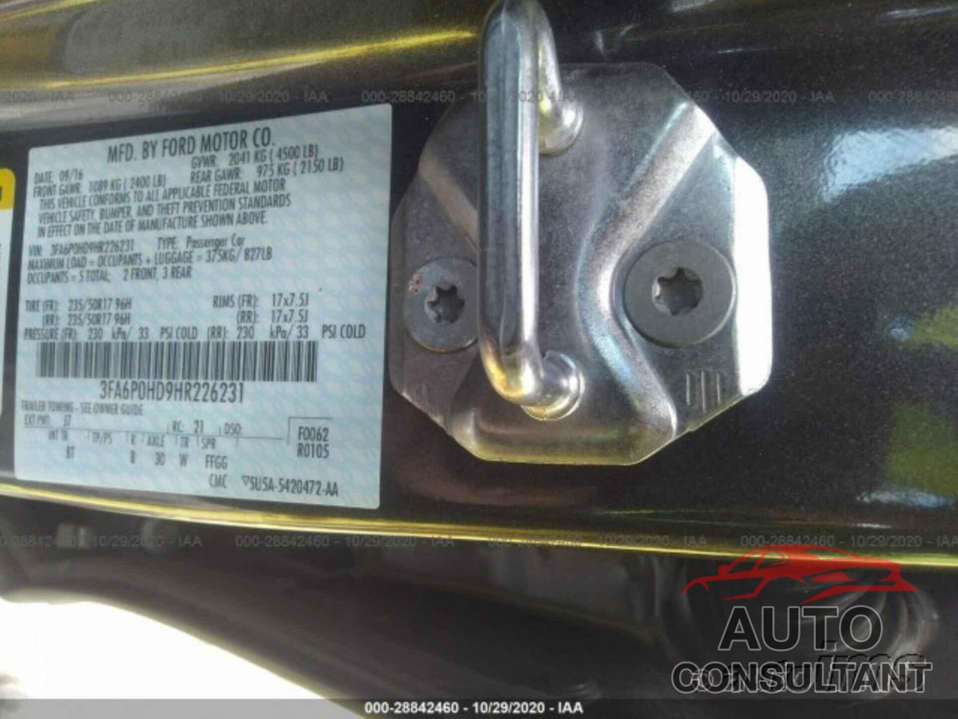 FORD FUSION 2017 - 3FA6P0HD9HR226231