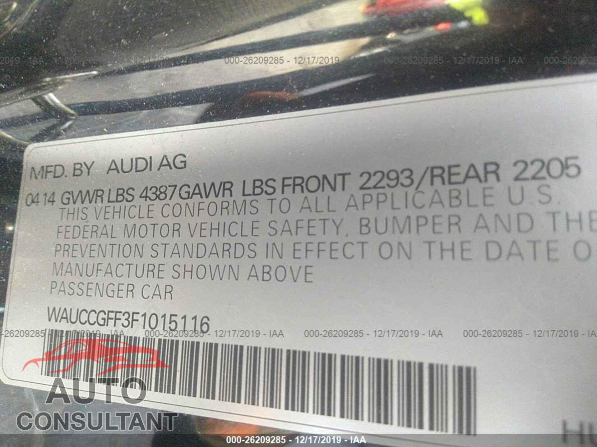 Audi A3 2015 - WAUCCGFF3F1015116
