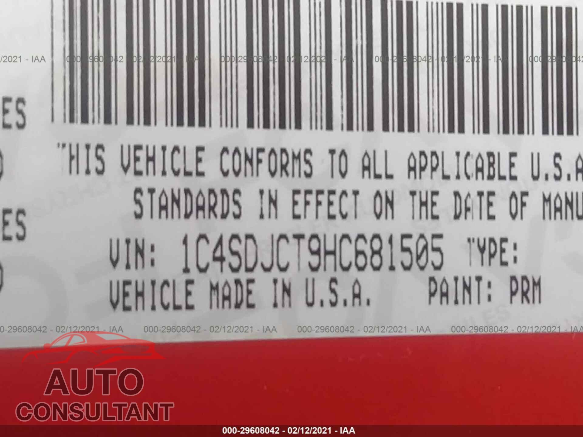 DODGE DURANGO 2017 - 1C4SDJCT9HC681505