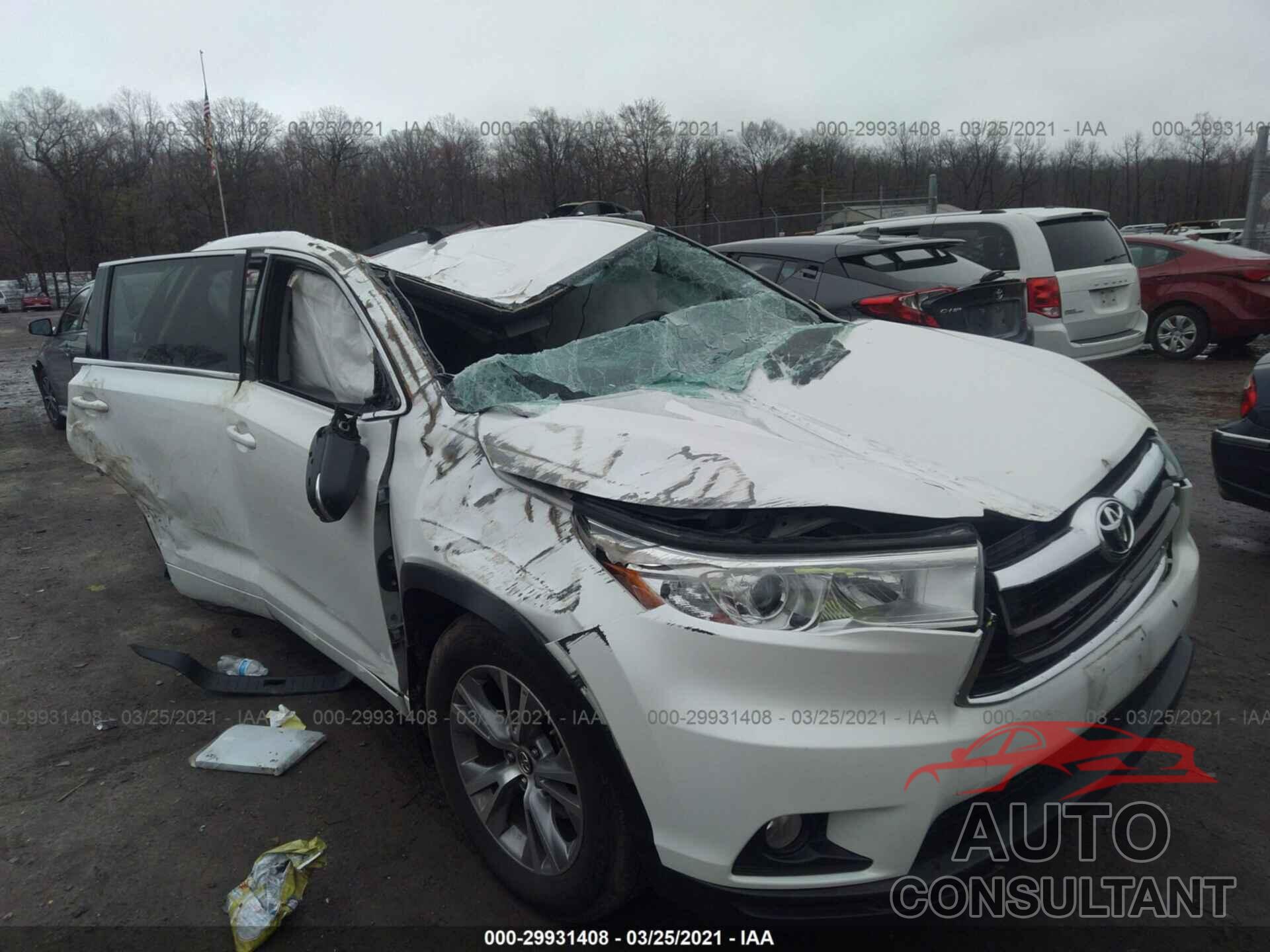 TOYOTA HIGHLANDER 2016 - 5TDBKRFH3GS323292