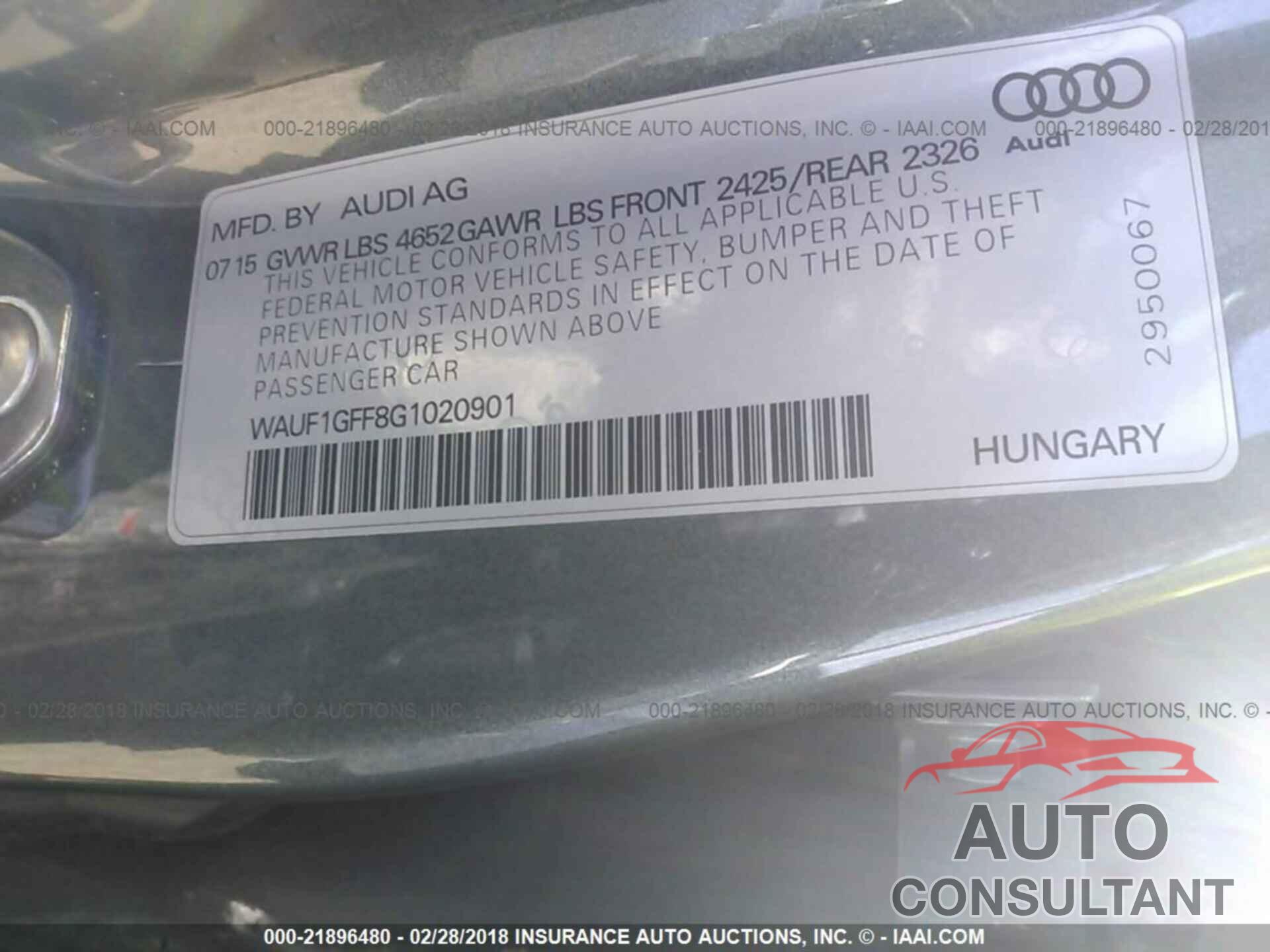 Audi S3 2016 - WAUF1GFF8G1020901