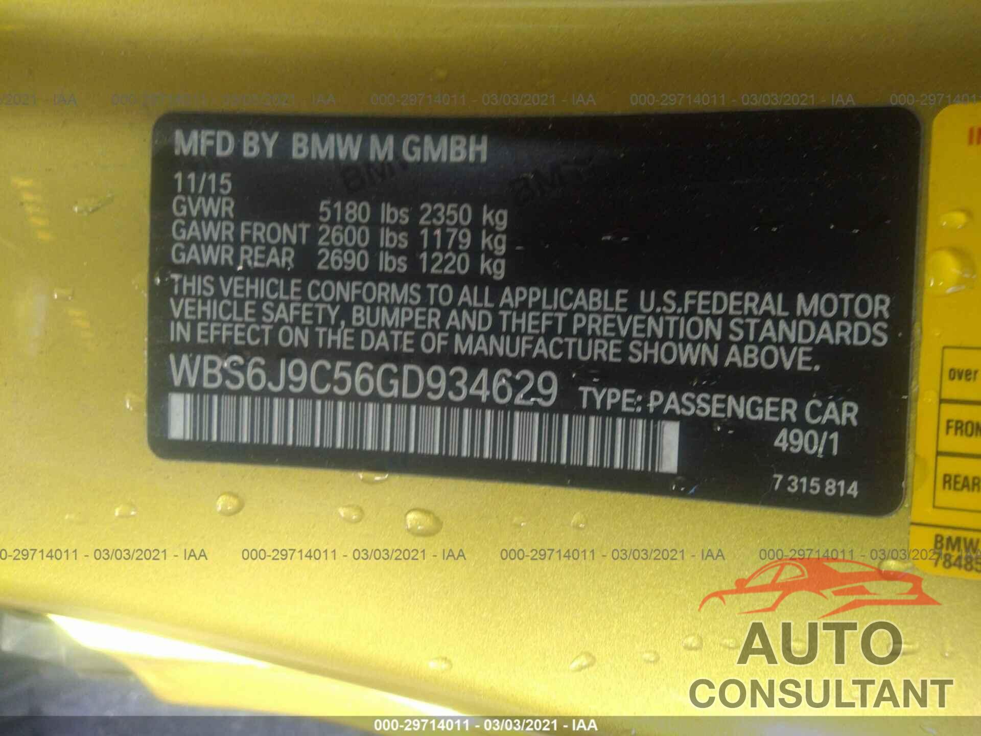 BMW M6 2016 - WBS6J9C56GD934629
