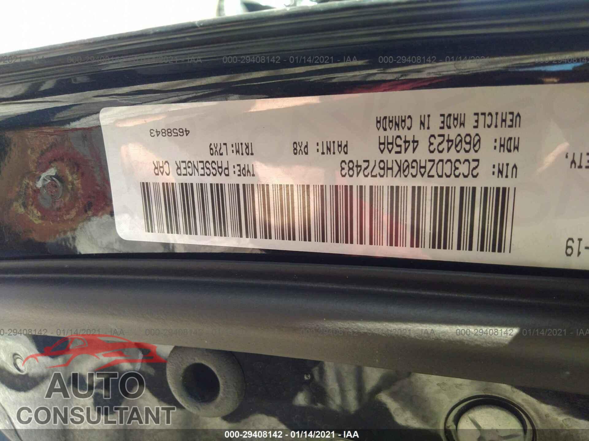 DODGE CHALLENGER 2019 - 2C3CDZAG0KH672483