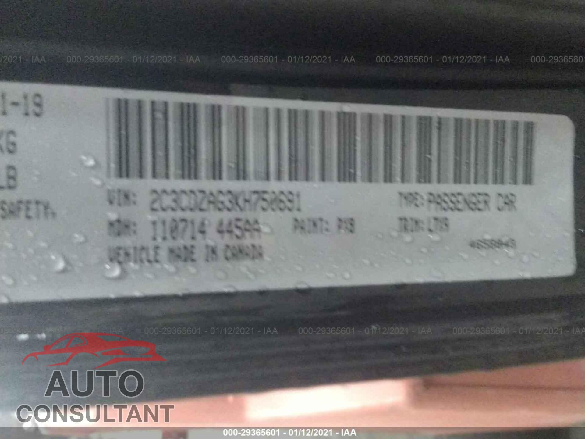 DODGE CHALLENGER 2019 - 2C3CDZAG3KH750691