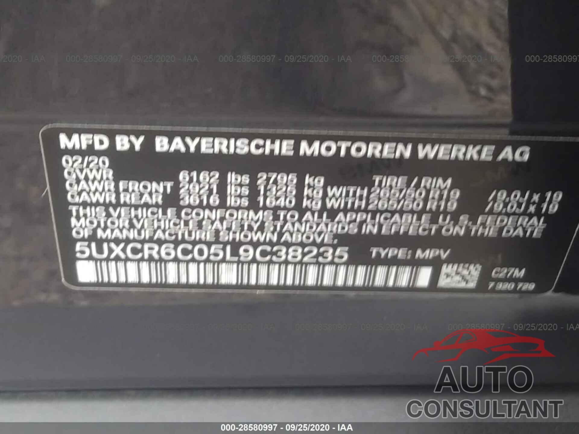 BMW X5 2020 - 5UXCR6C05L9C38235