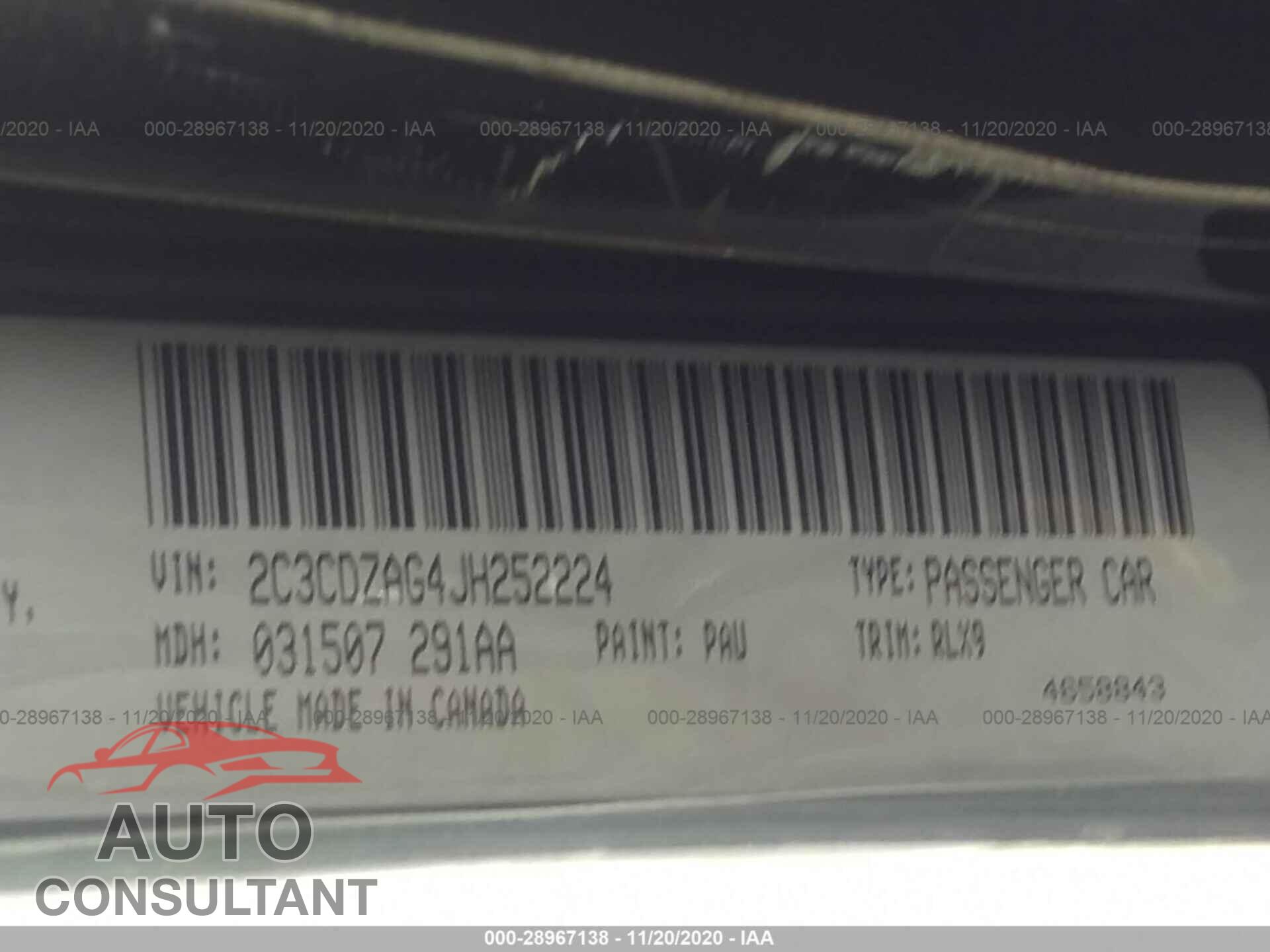 DODGE CHALLENGER 2018 - 2C3CDZAG4JH252224