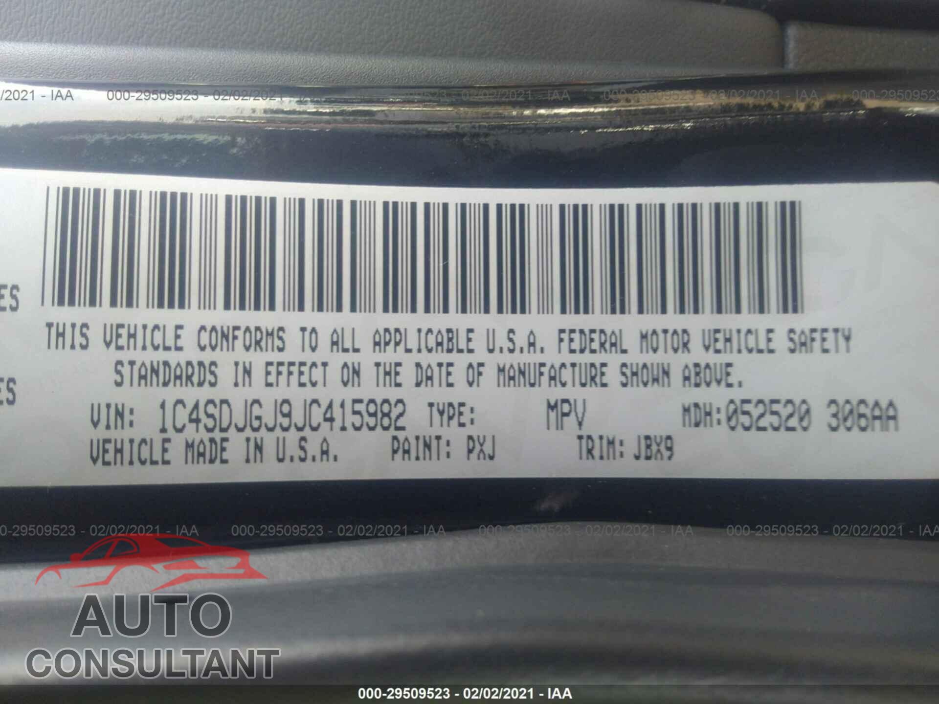 DODGE DURANGO 2018 - 1C4SDJGJ9JC415982