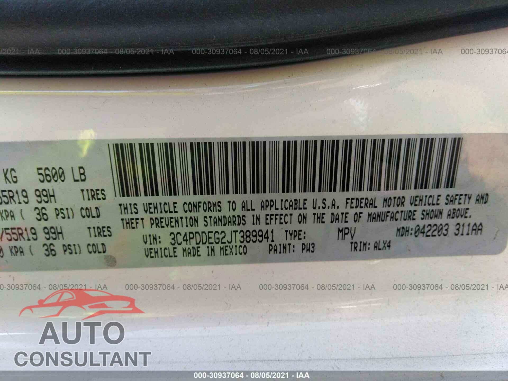 DODGE JOURNEY 2018 - 3C4PDDEG2JT389941