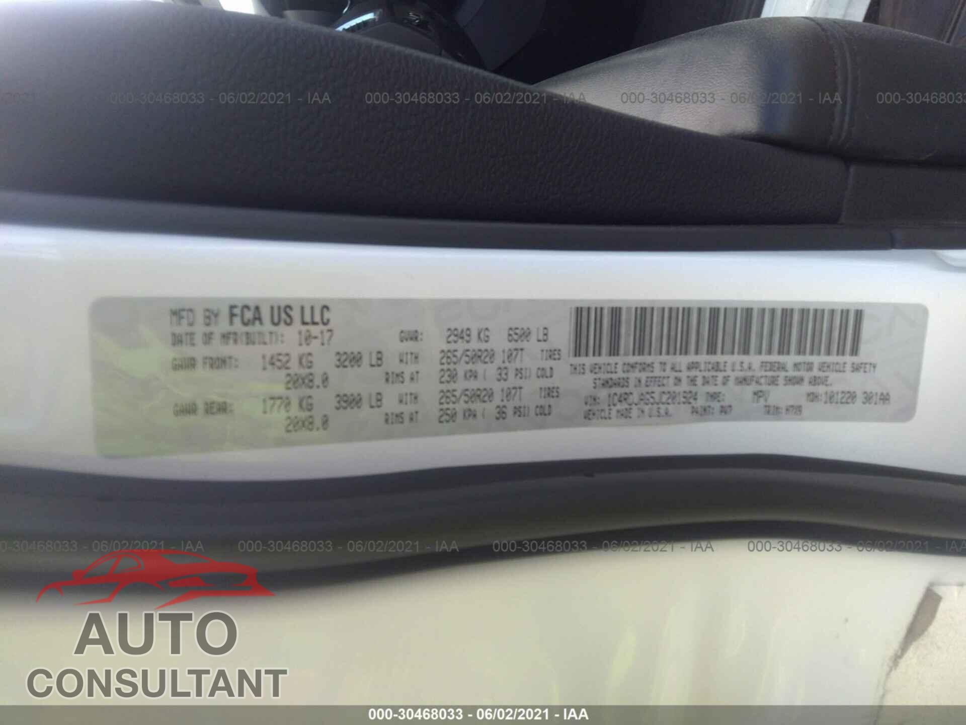 DODGE DURANGO 2018 - 1C4RDJAG5JC201924