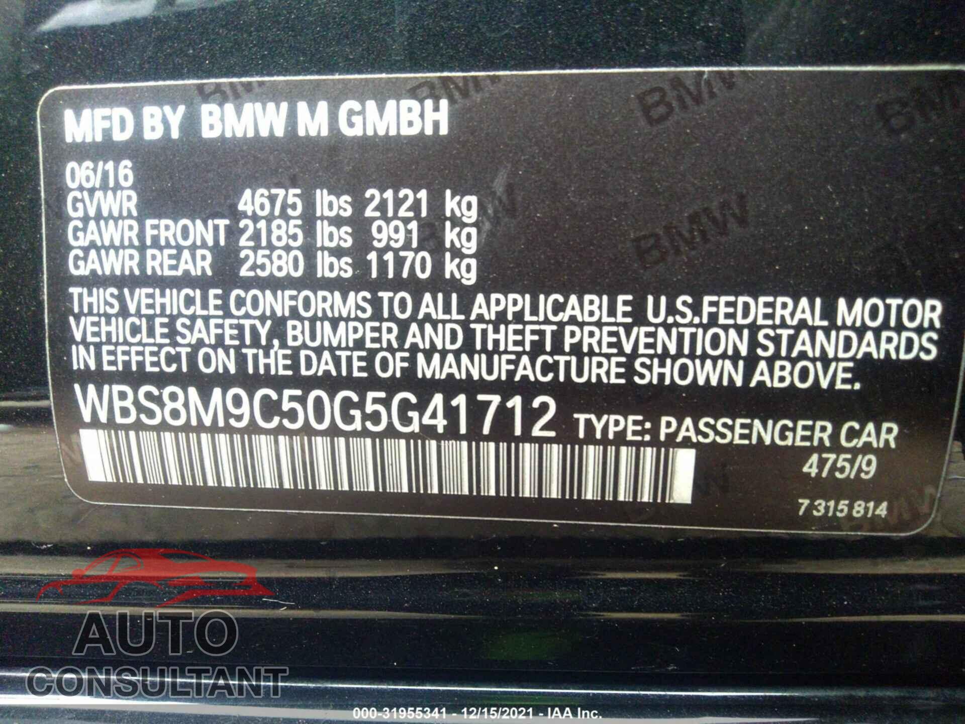 BMW M3 2016 - WBS8M9C50G5G41712