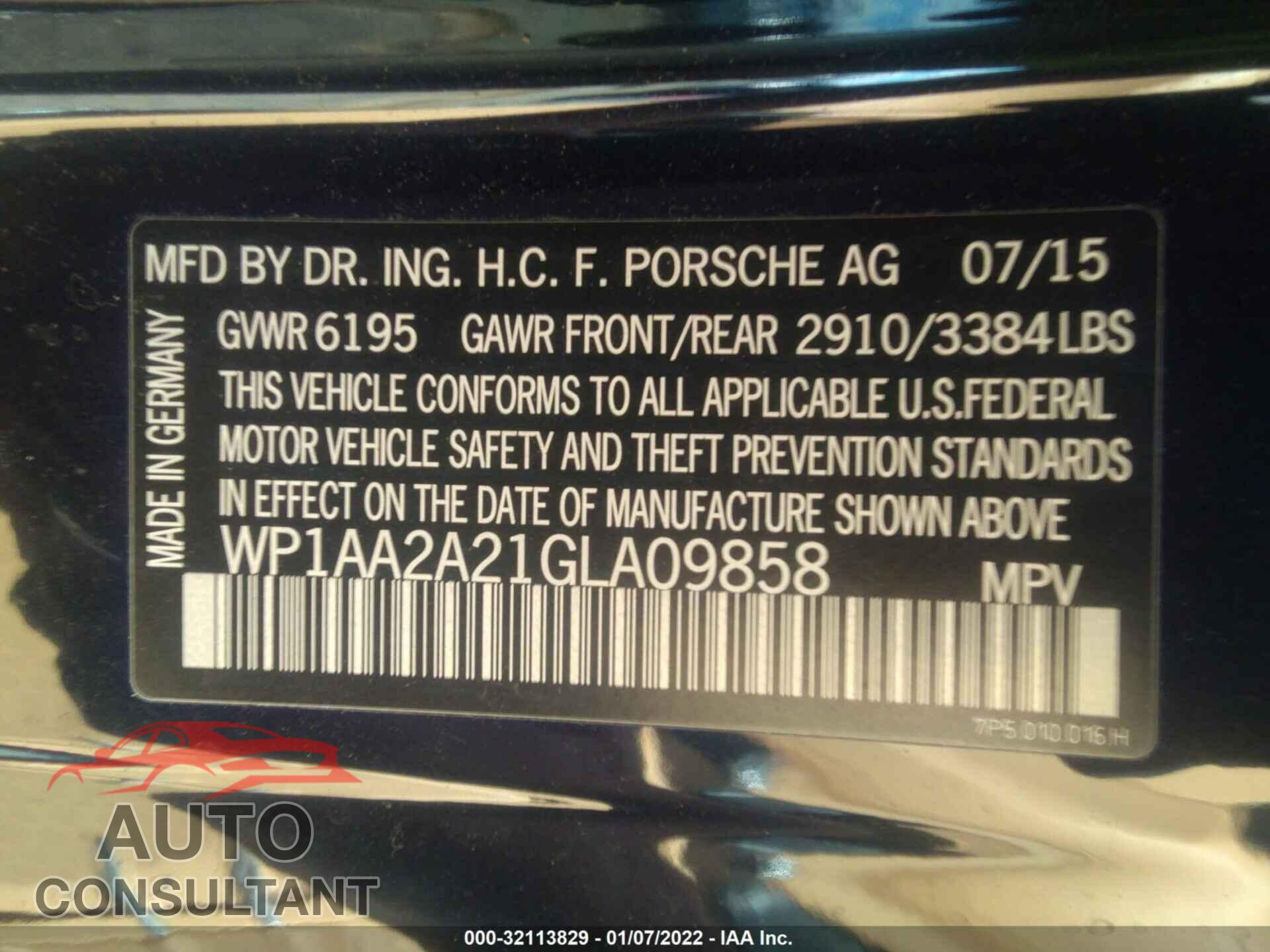 PORSCHE CAYENNE 2016 - WP1AA2A21GLA09858