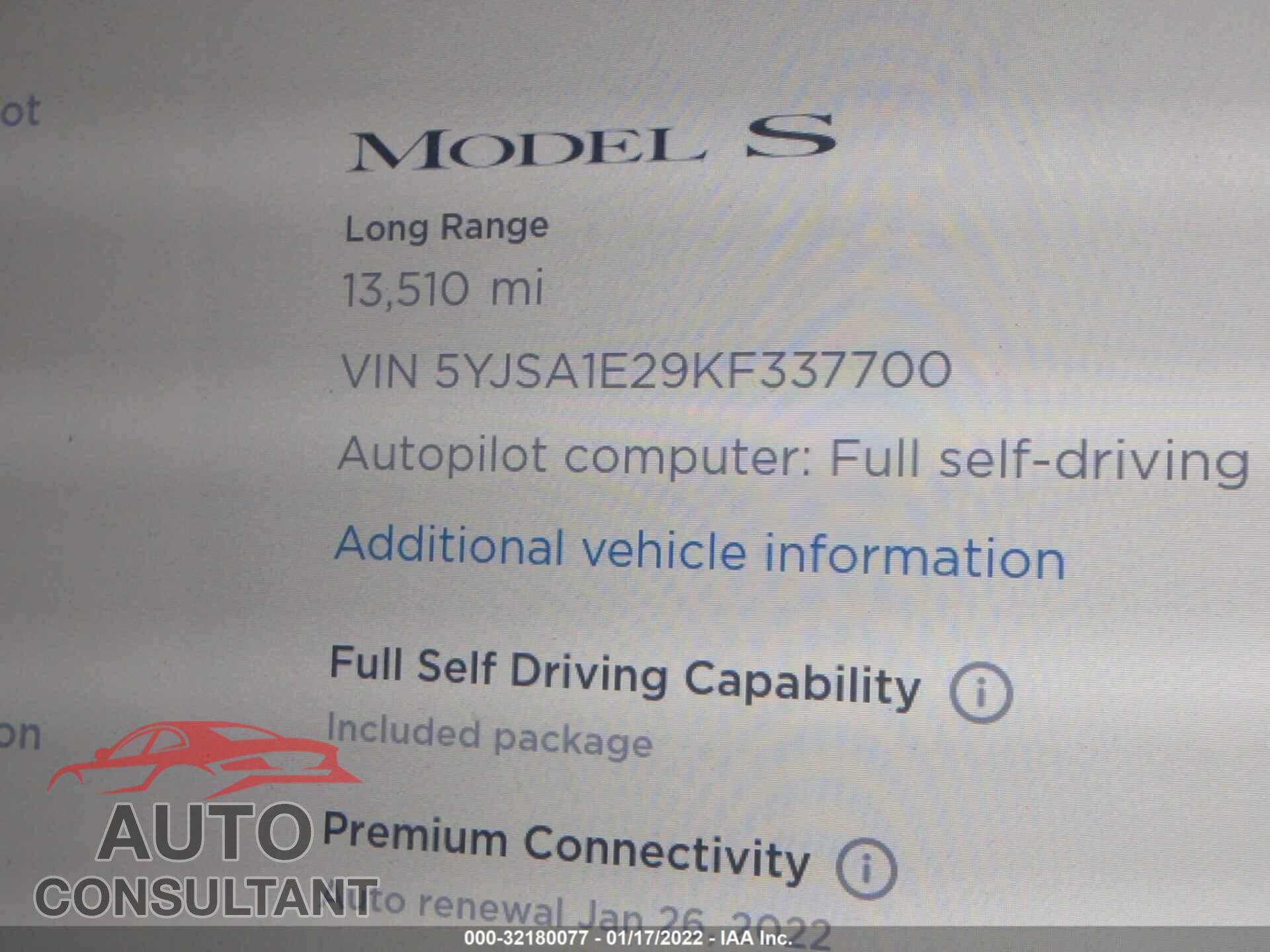 TESLA MODEL S 2019 - 5YJSA1E29KF337700