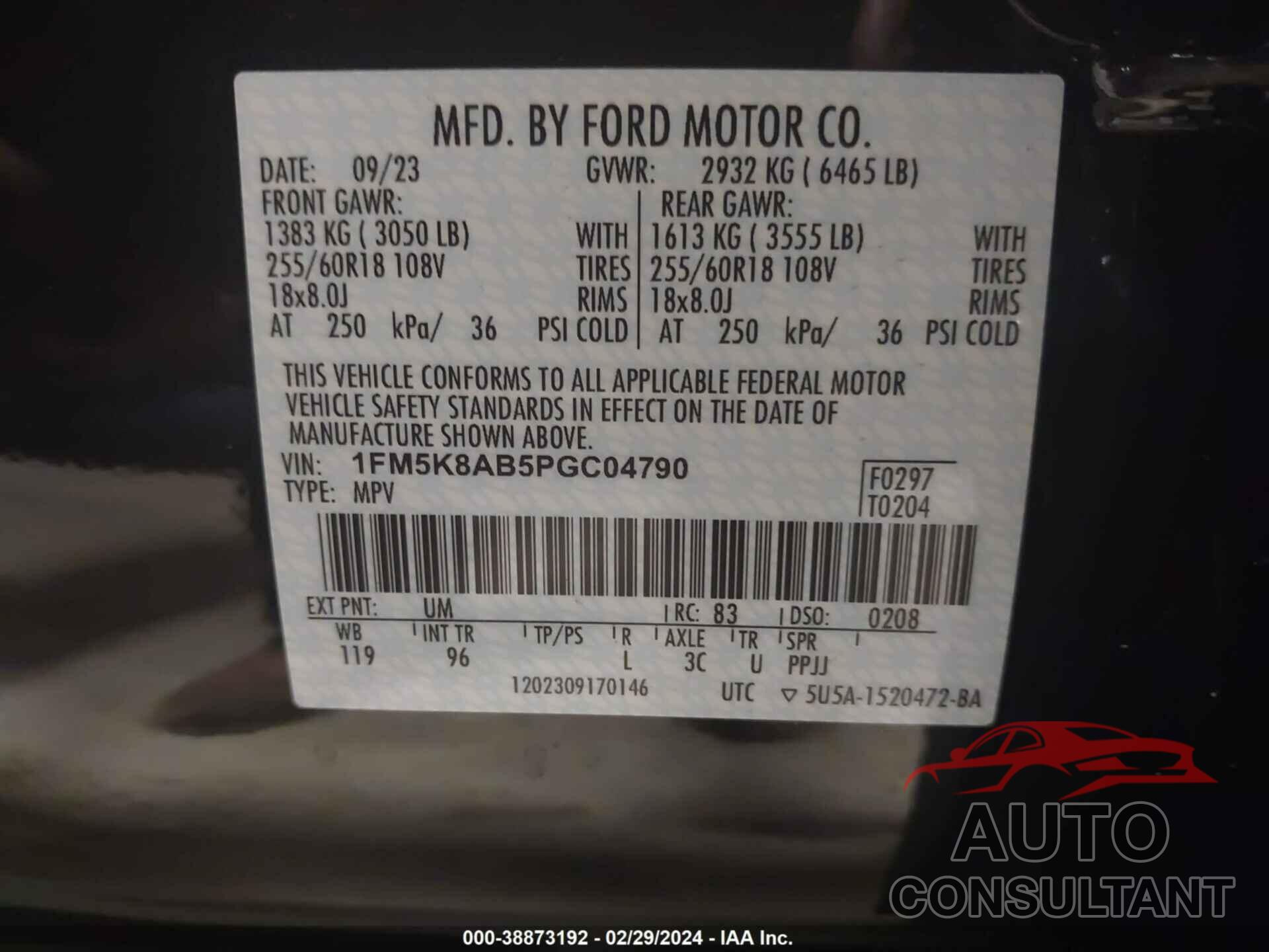 FORD EXPLORER 2023 - 1FM5K8AB5PGC04790