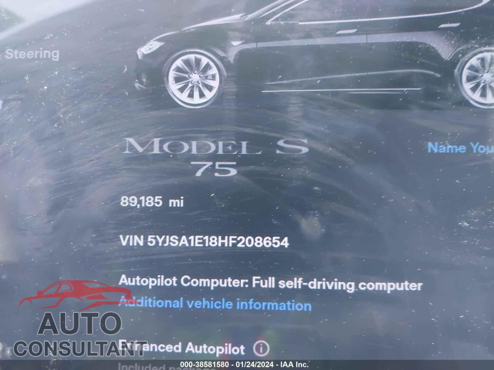 TESLA MODEL S 2017 - 5YJSA1E18HF208654