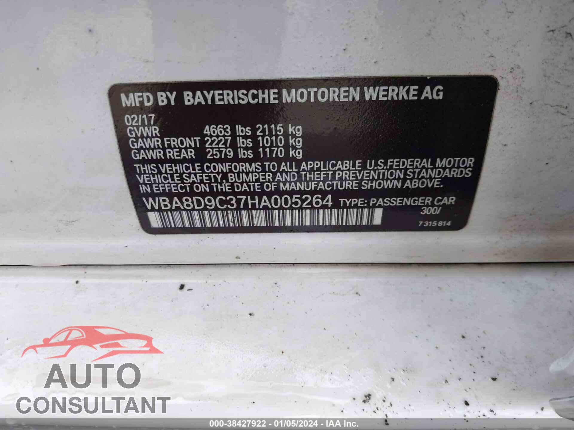 BMW 330I 2017 - WBA8D9C37HA005264