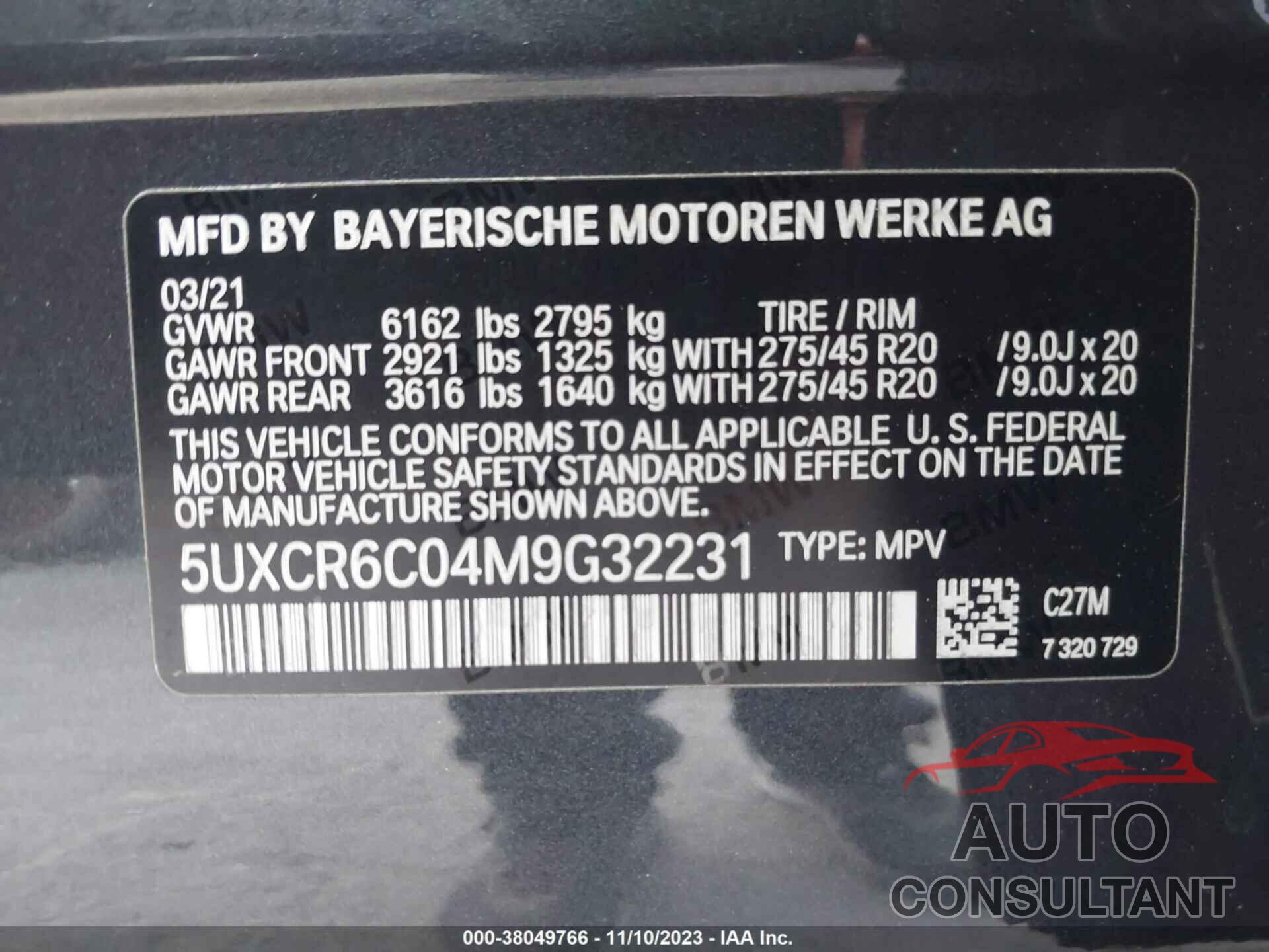 BMW X5 2021 - 5UXCR6C04M9G32231