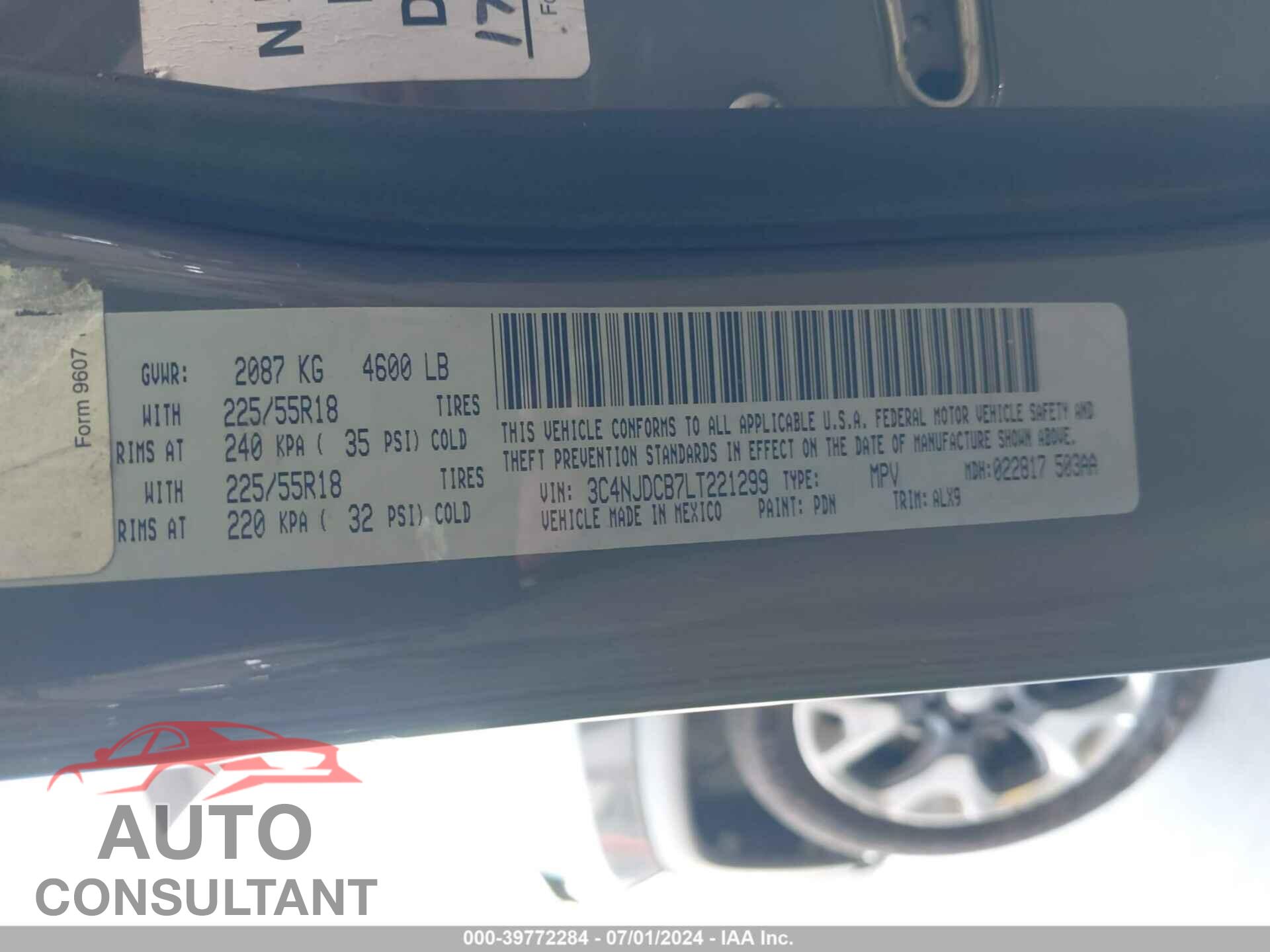JEEP COMPASS 2020 - 3C4NJDCB7LT221299