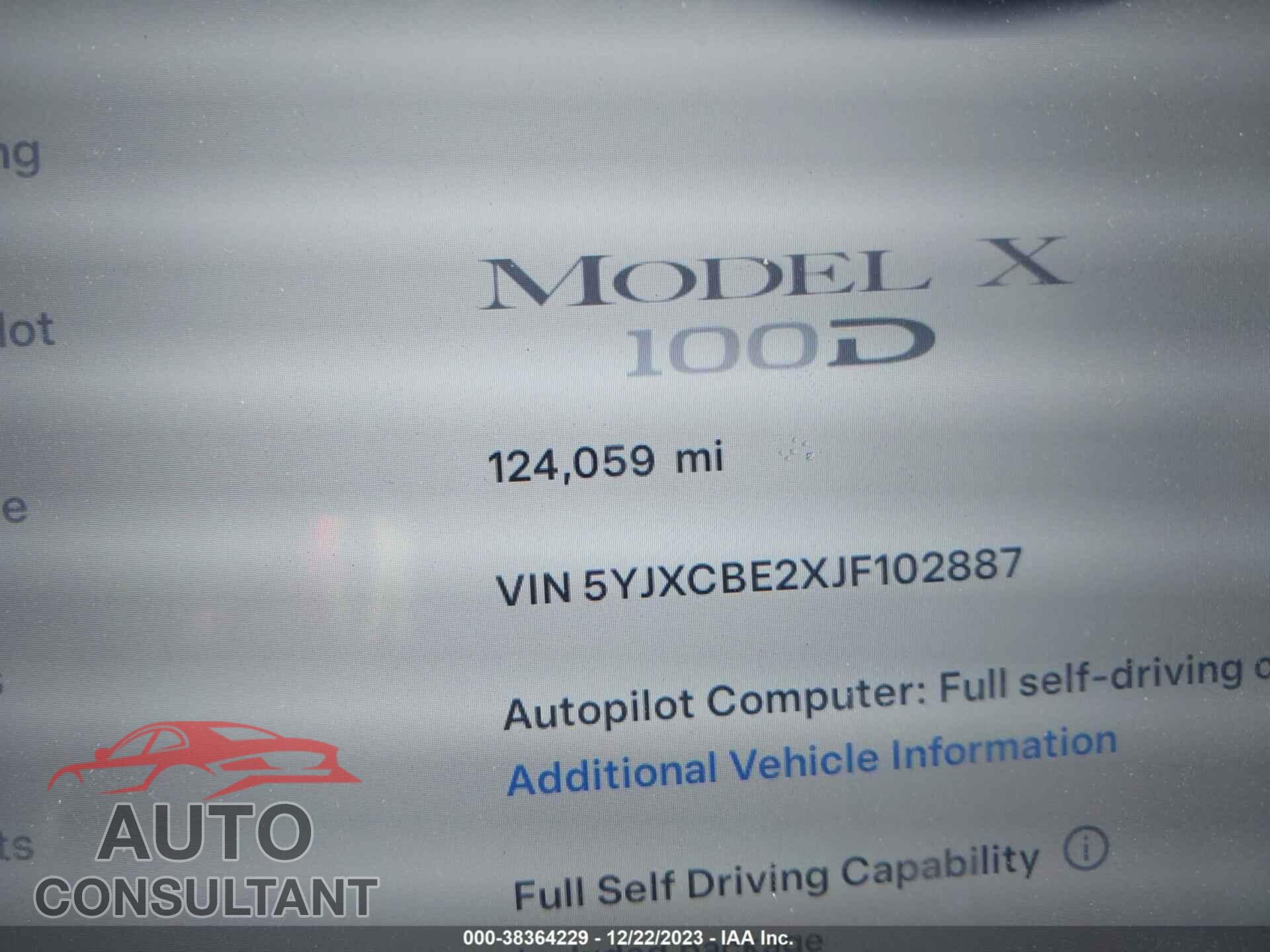 TESLA MODEL X 2018 - 5YJXCBE2XJF102887