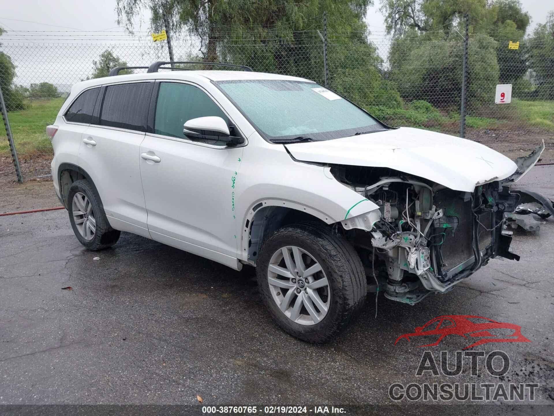 TOYOTA HIGHLANDER 2016 - 5TDZKRFH0GS140494