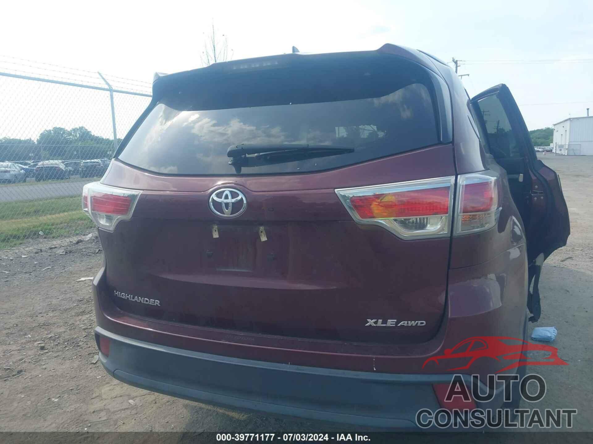 TOYOTA HIGHLANDER 2016 - 5TDJKRFH0GS331099