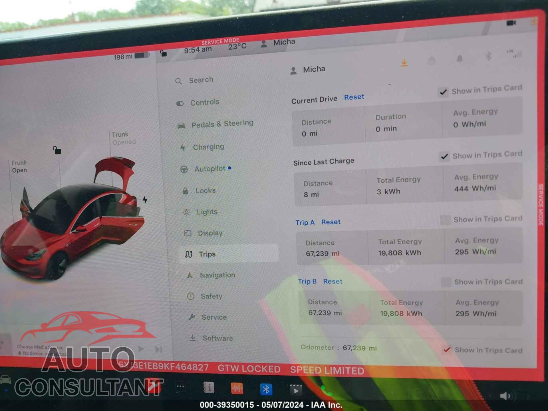 TESLA MODEL 3 2019 - 5YJ3E1EB9KF464827