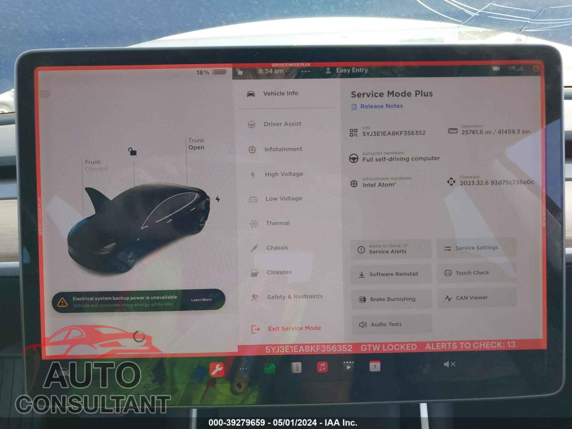 TESLA MODEL 3 2019 - 5YJ3E1EA8KF356352