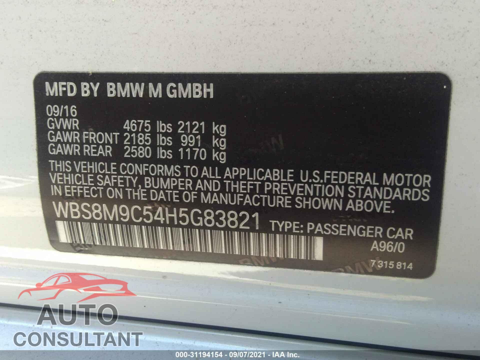 BMW M3 2017 - WBS8M9C54H5G83821