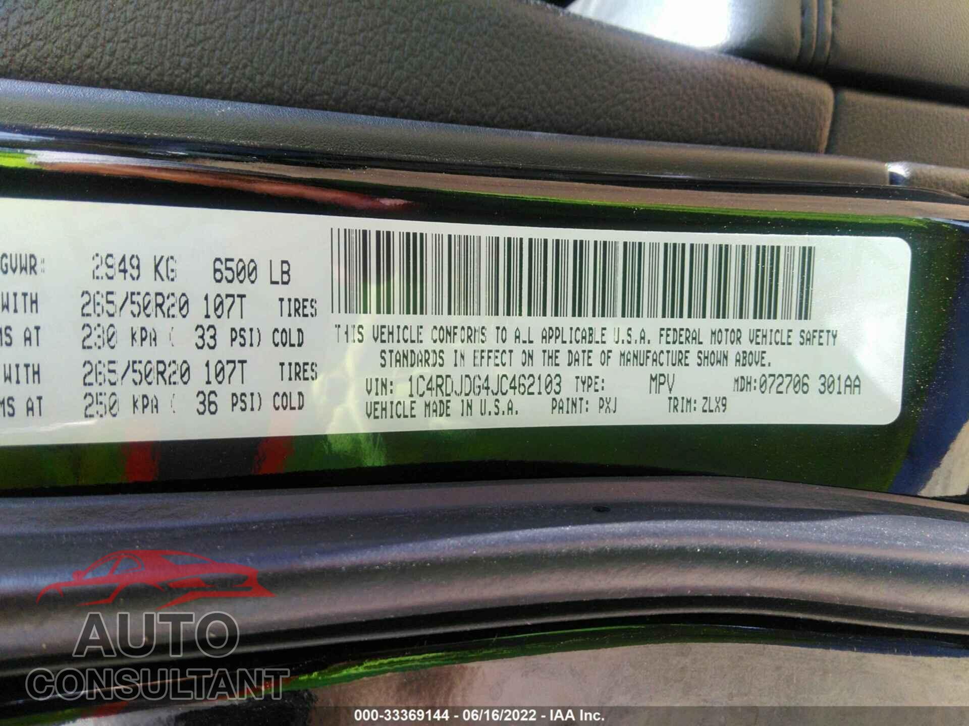 DODGE DURANGO 2018 - 1C4RDJDG4JC462103