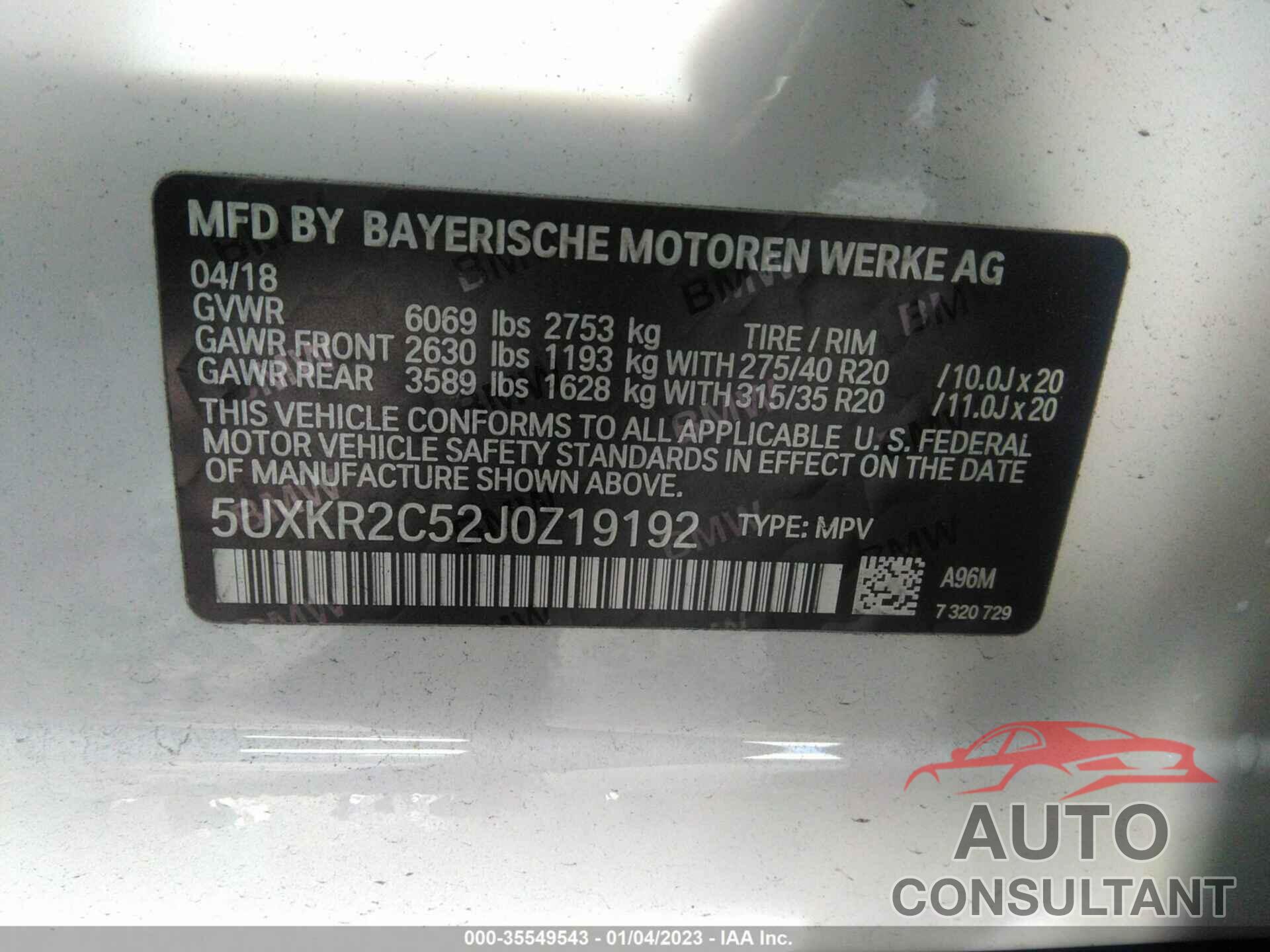 BMW X5 2018 - 5UXKR2C52J0Z19192