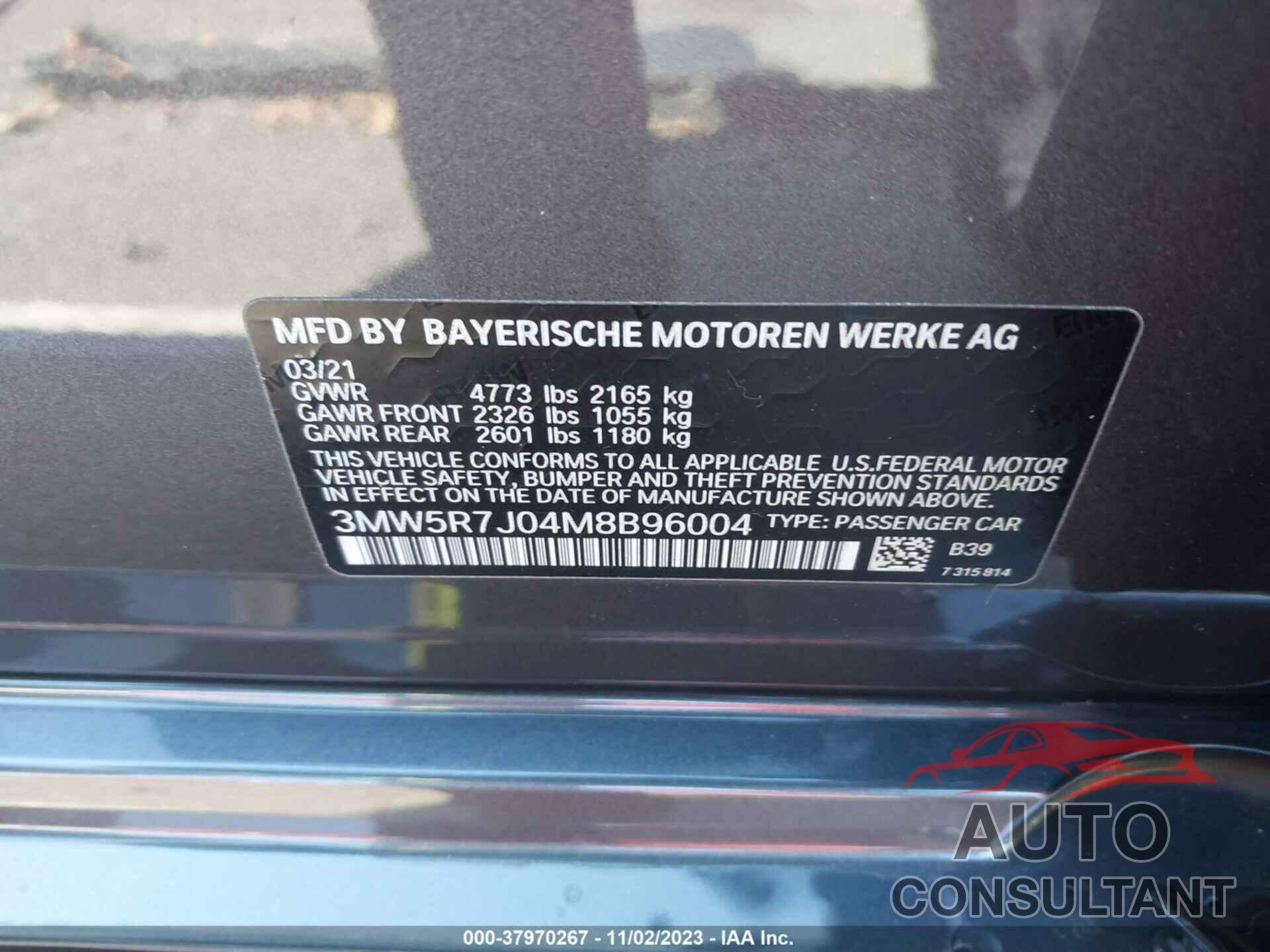 BMW 330XI 2021 - 3MW5R7J04M8B96004