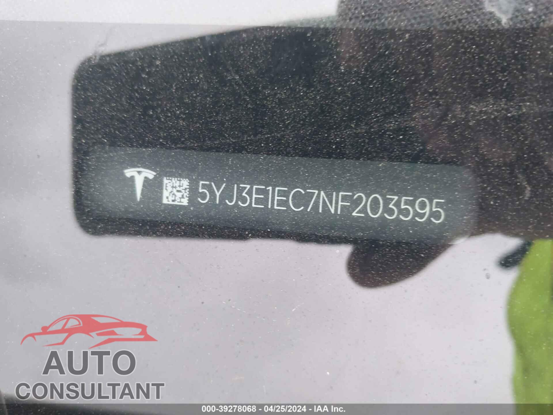 TESLA MODEL 3 2022 - 5YJ3E1EC7NF203595