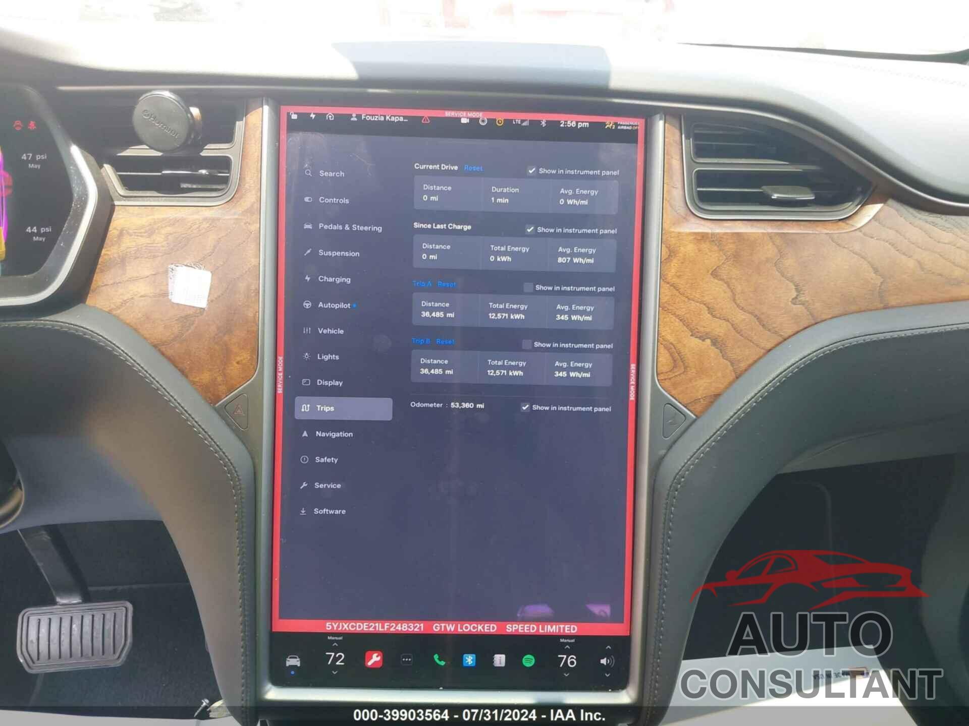 TESLA MODEL X 2020 - 5YJXCDE21LF248321