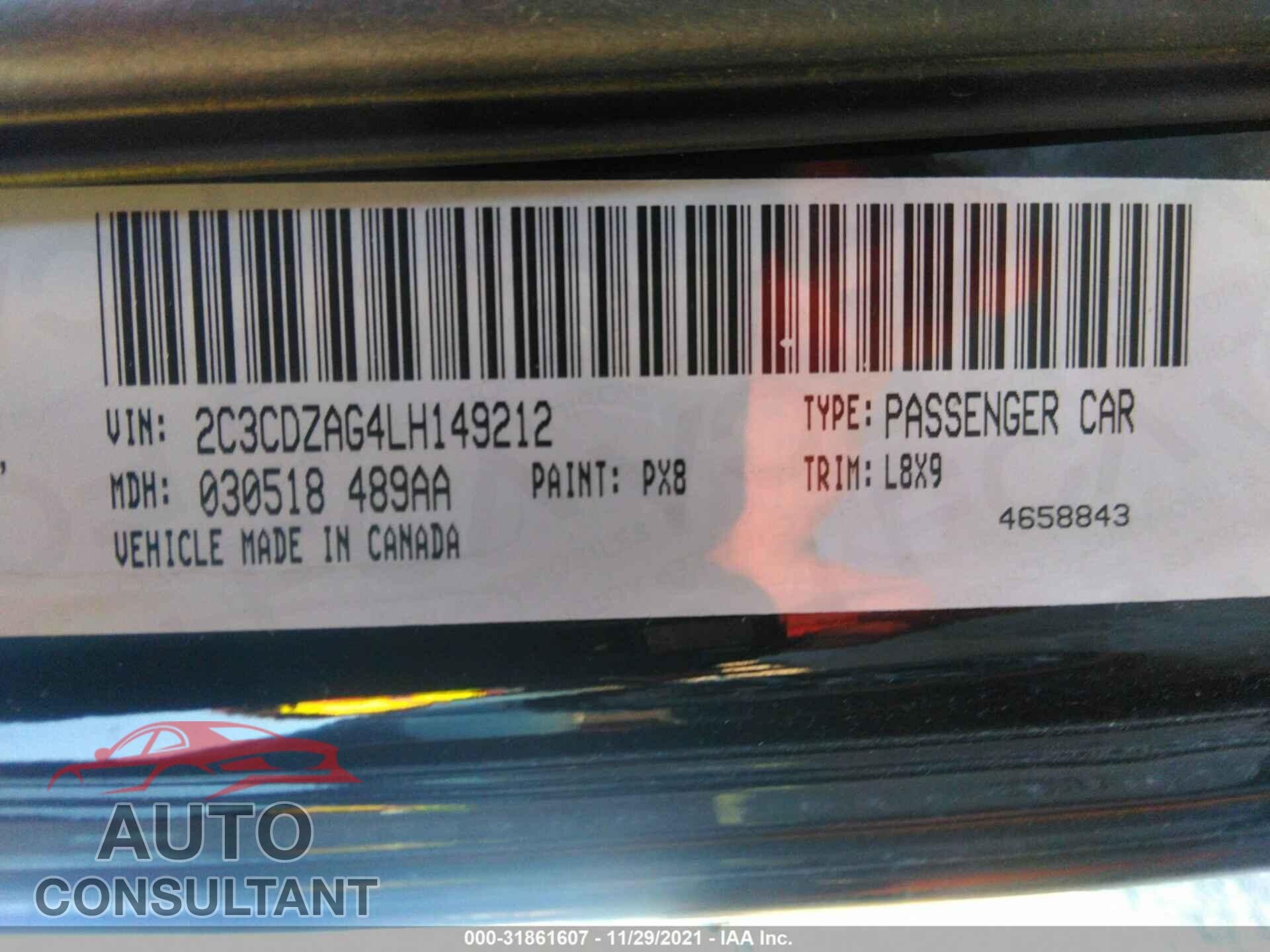 DODGE CHALLENGER 2020 - 2C3CDZAG4LH149212