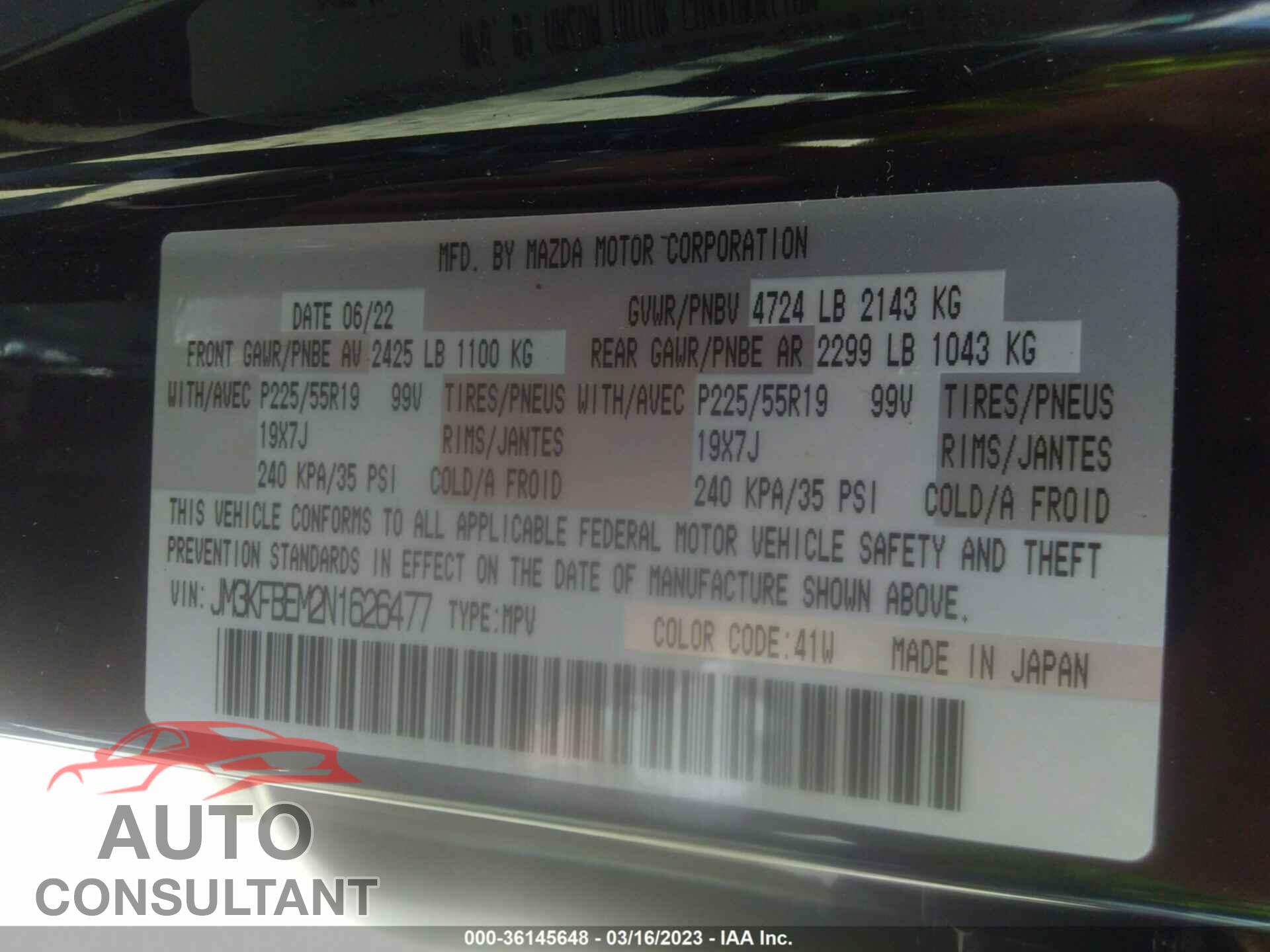 MAZDA CX-5 2022 - JM3KFBEM2N1626477