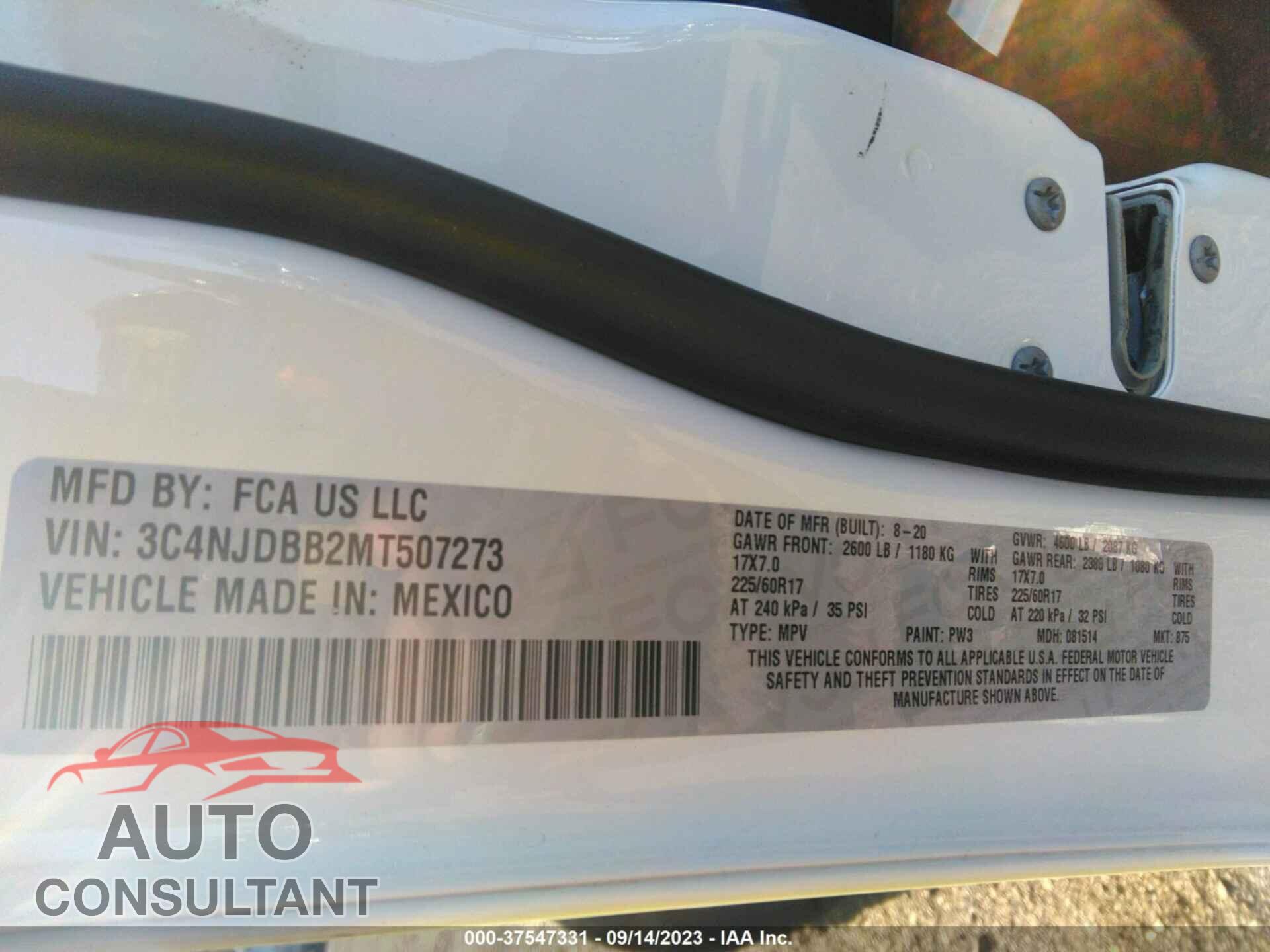 JEEP COMPASS 2021 - 3C4NJDBB2MT507273