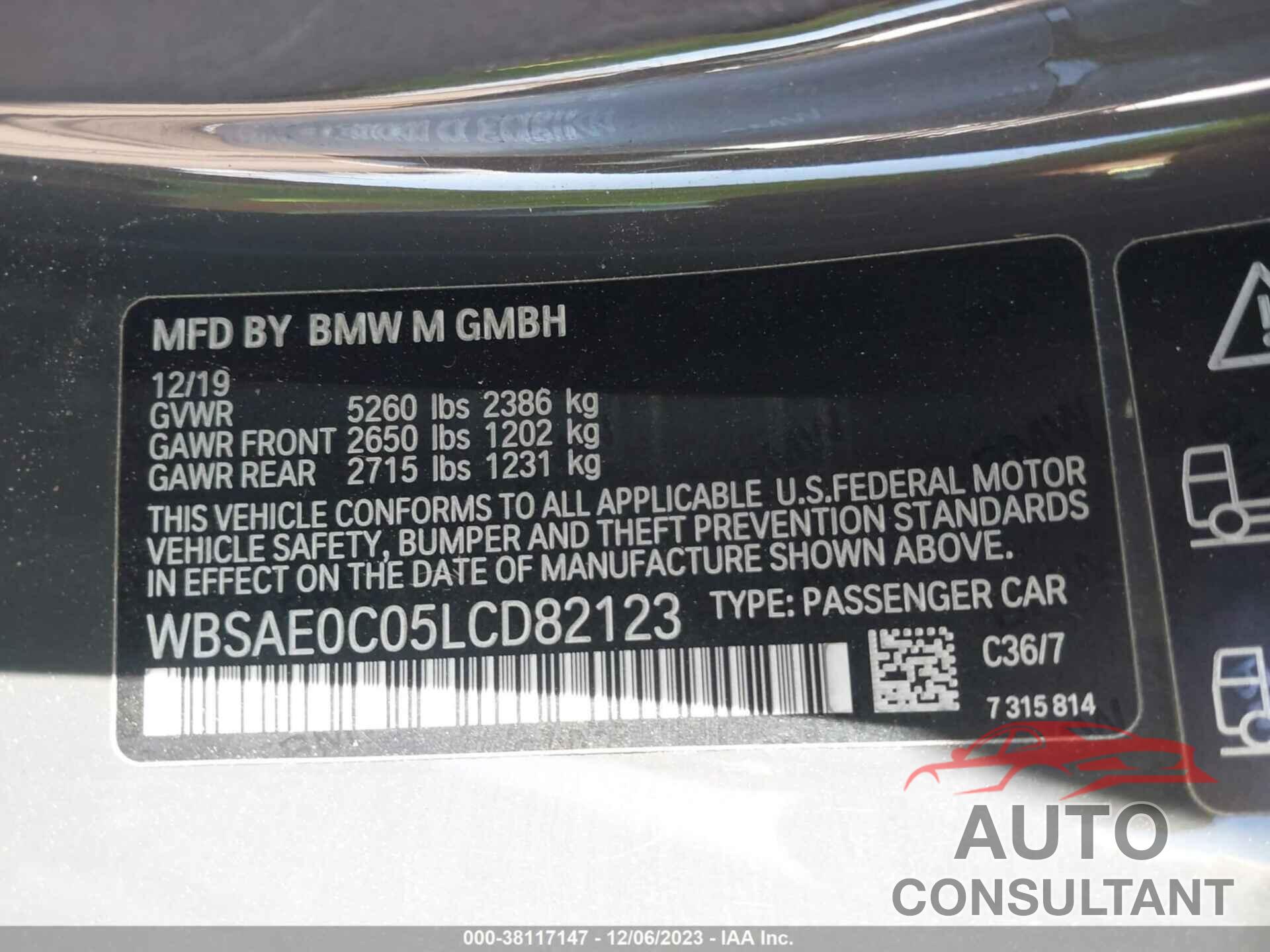 BMW M8 2020 - WBSAE0C05LCD82123