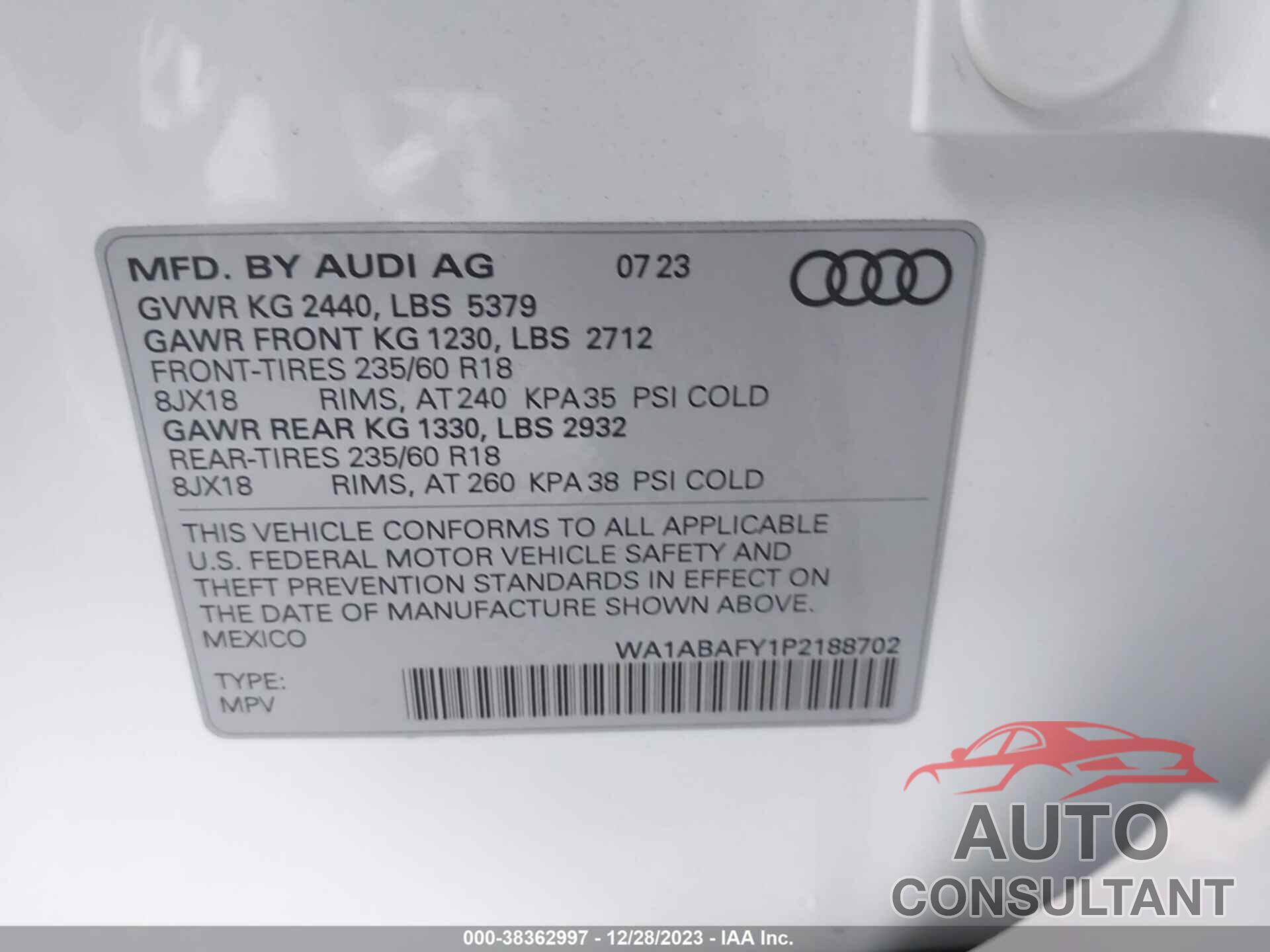 AUDI Q5 2023 - WA1ABAFY1P2188702