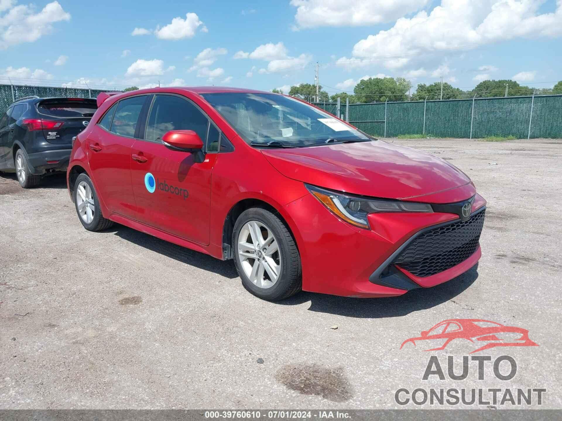 TOYOTA COROLLA 2019 - JTNK4RBE1K3060053