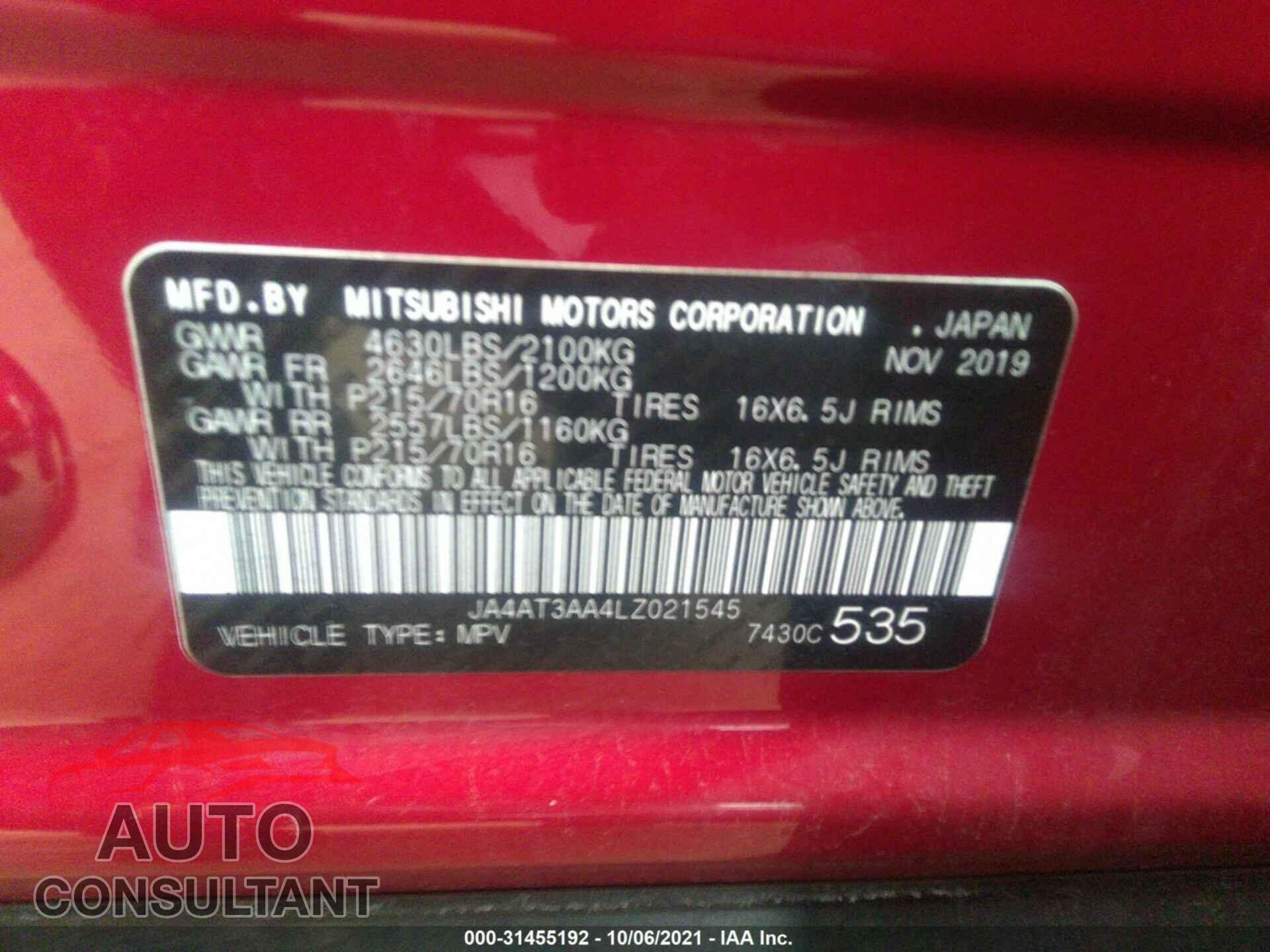 MITSUBISHI ECLIPSE CROSS 2020 - JA4AT3AA4LZ021545